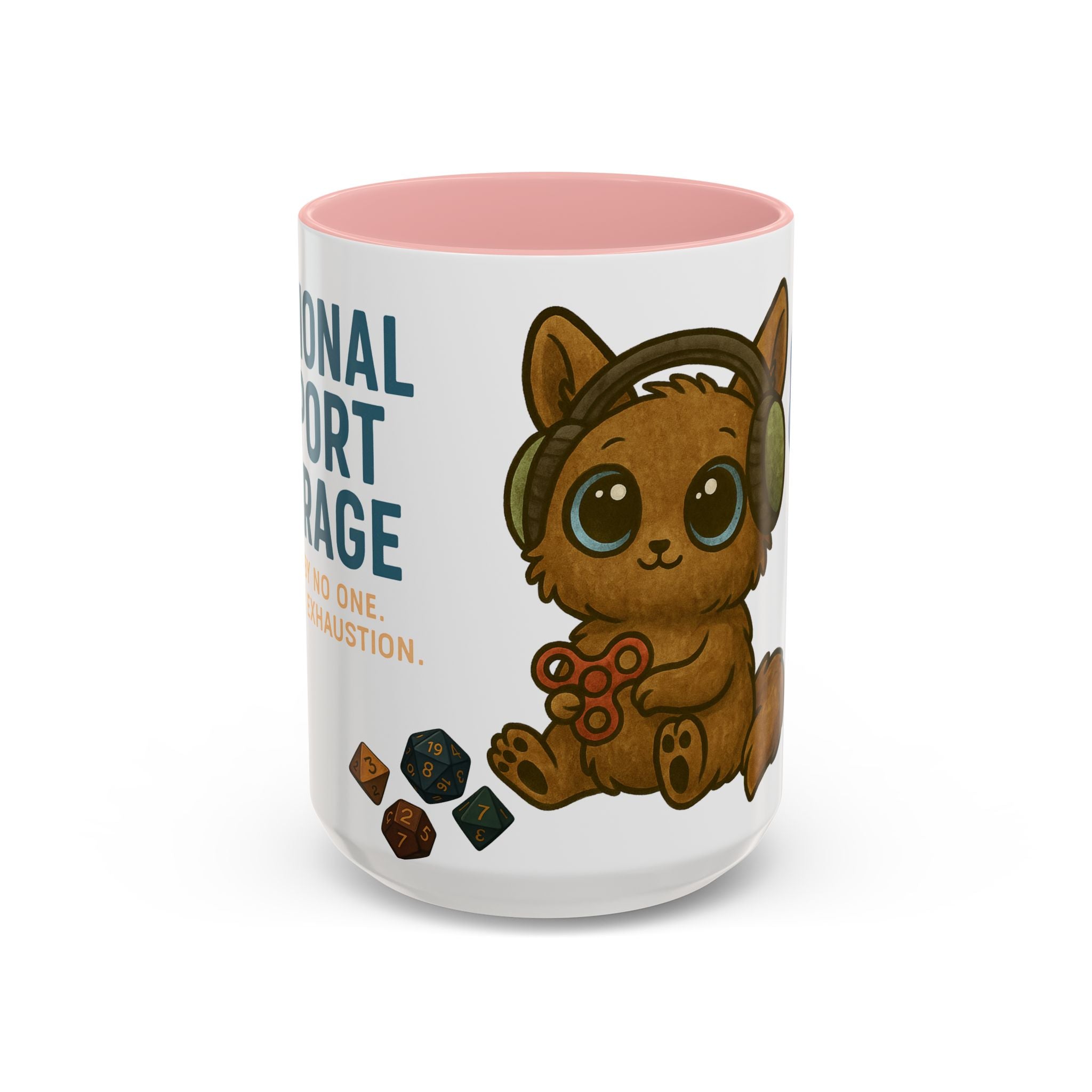 TTRPG Mug – ‘Emotional Support Beverage’ Mental Health Humor Cup for Gamers