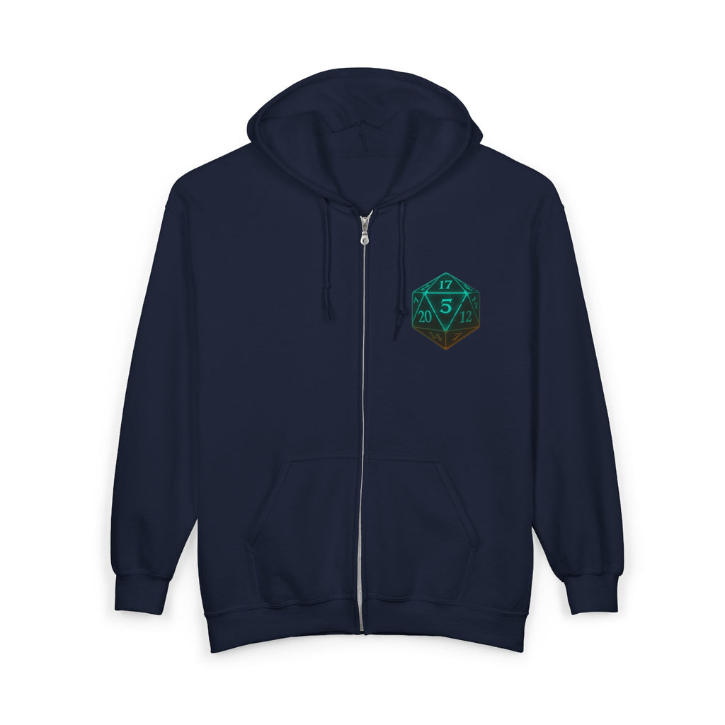 D20 Gamer Zip Hoodie — "Player Unavailable" Retro RPG Dice Design