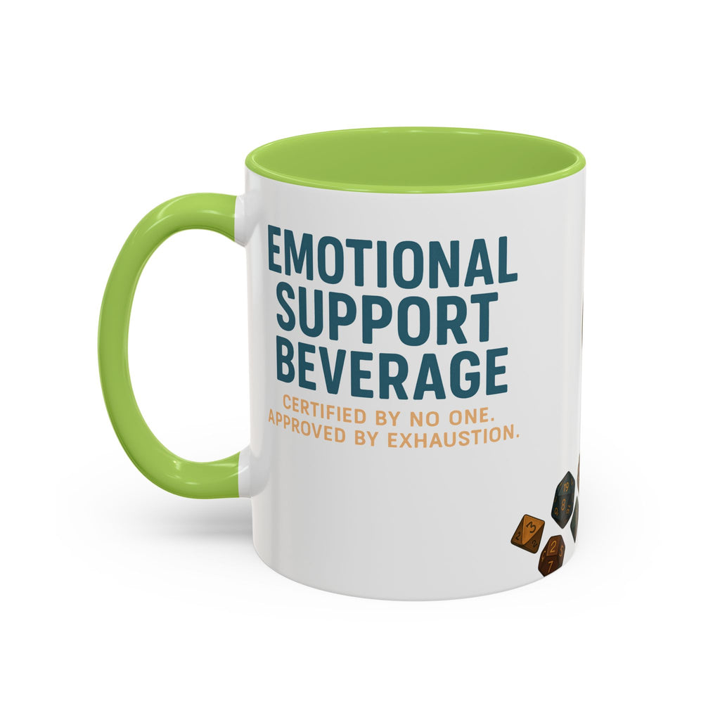 TTRPG Mug – ‘Emotional Support Beverage’ Mental Health Humor Cup for Gamers