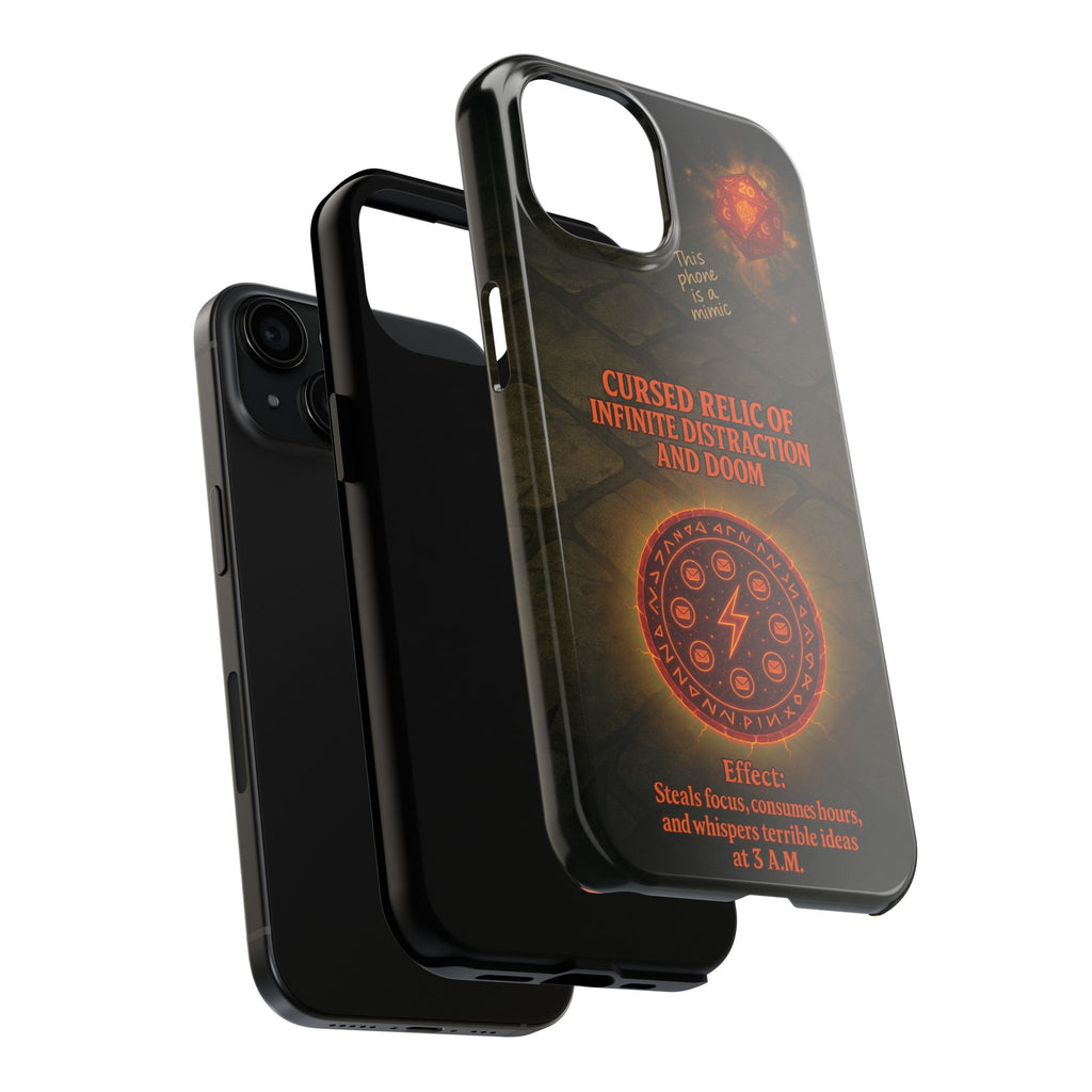 Cursed Relic Phone Case – 'Infinite Distraction & Doom' Protective RPG-Inspired Cover