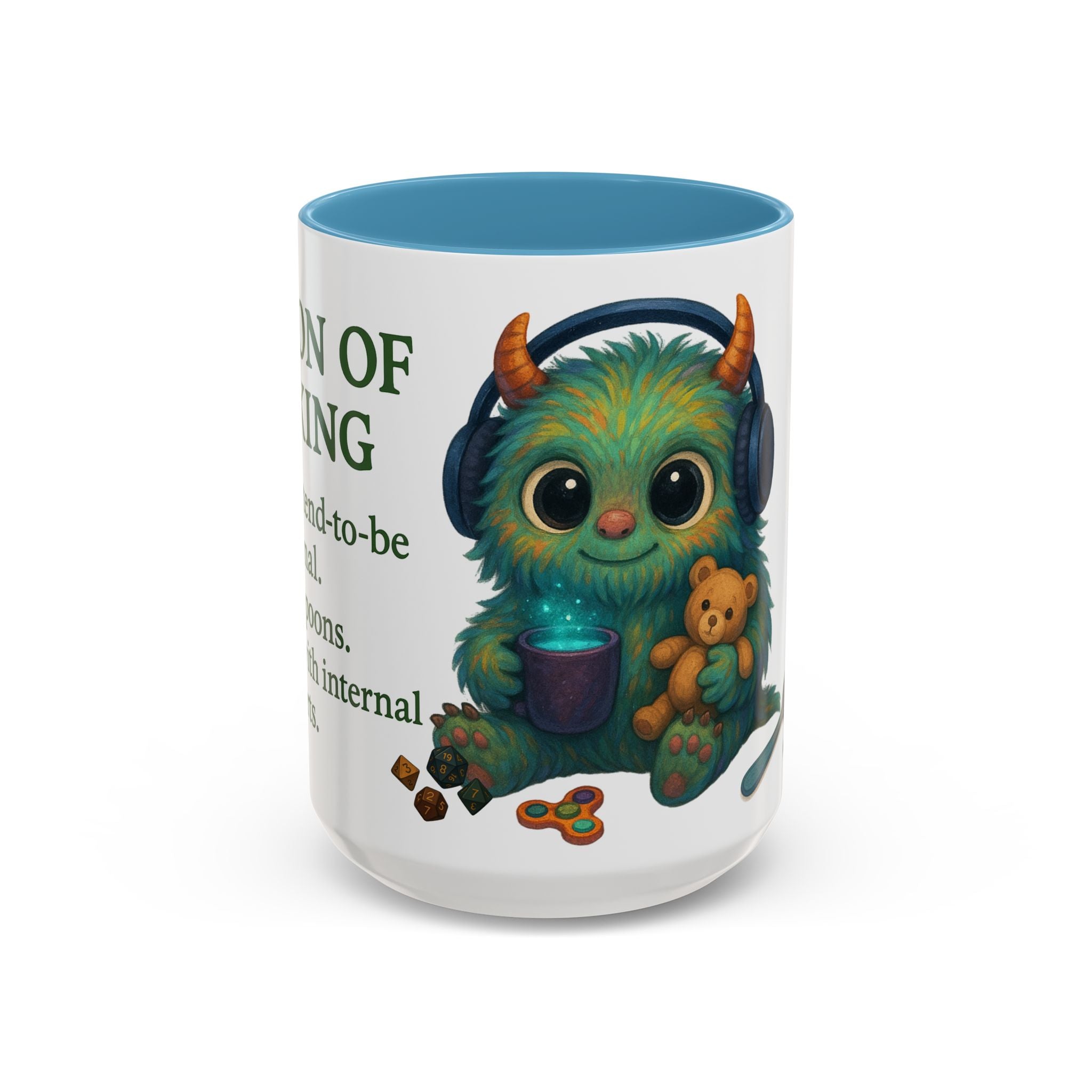 Neurodivergent Mug – 'Potion of Masking' Coffee Cup with Cute Autism Monster Art