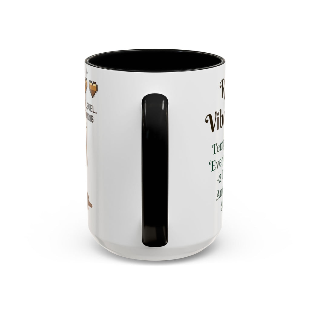 Gaming Coffee Mug – ‘Running on Vibes & Coffee’ Critical Brew Level for D&D Fans RPG