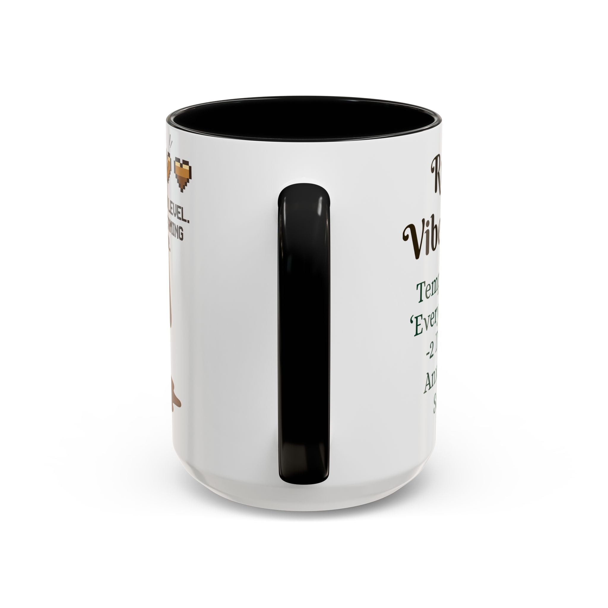 Gaming Coffee Mug – ‘Running on Vibes & Coffee’ Critical Brew Level for D&D Fans RPG