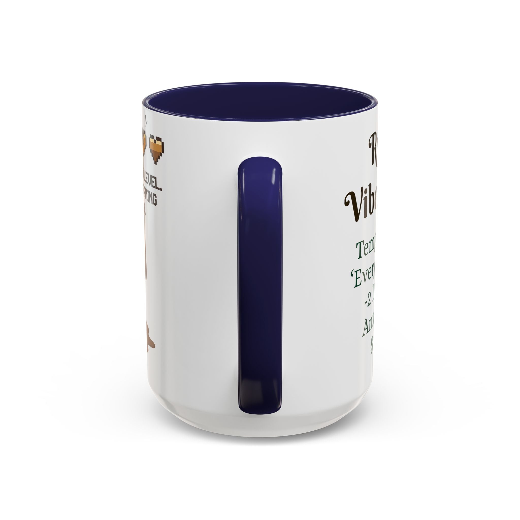 Gaming Coffee Mug – ‘Running on Vibes & Coffee’ Critical Brew Level for D&D Fans RPG