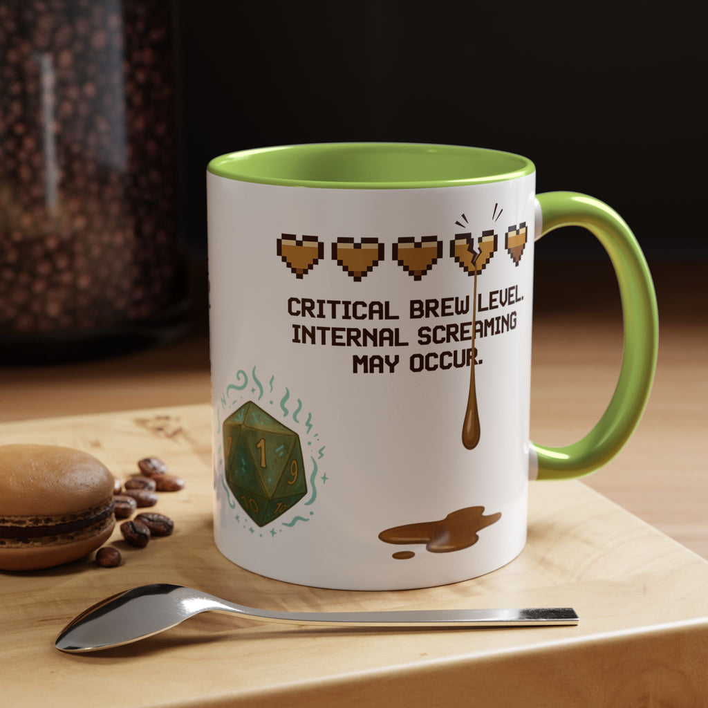 Gaming Coffee Mug – ‘Running on Vibes & Coffee’ Critical Brew Level for D&D Fans RPG