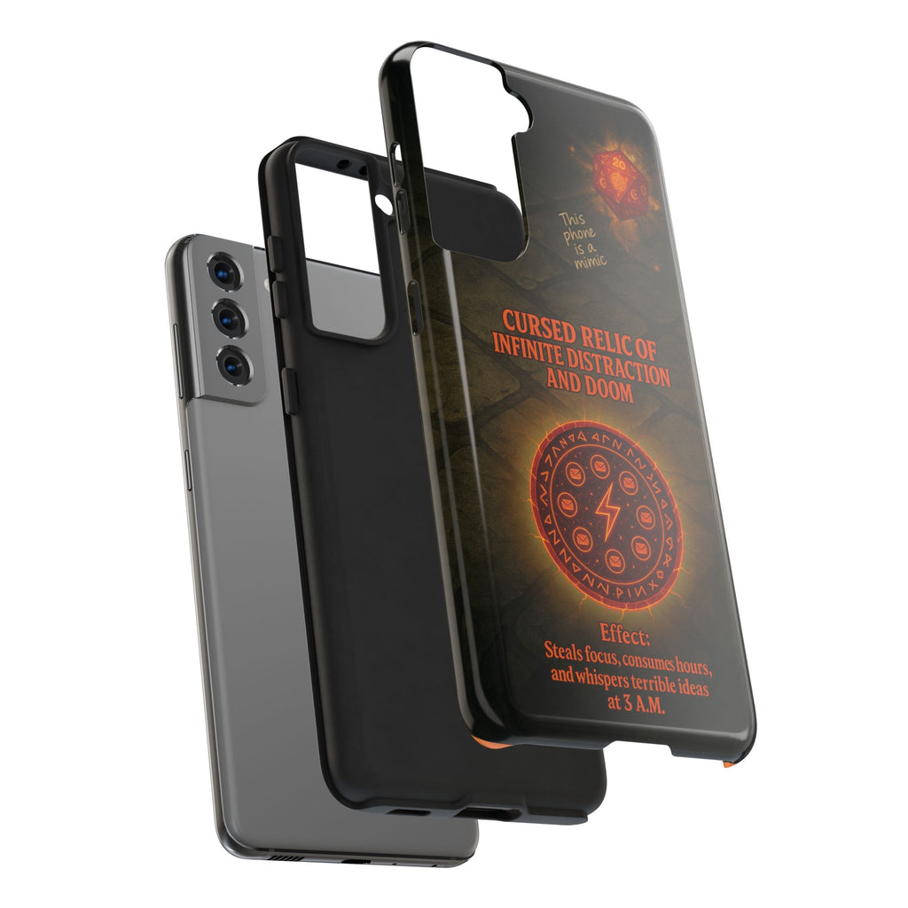 Cursed Relic Phone Case – 'Infinite Distraction & Doom' Protective RPG-Inspired Cover