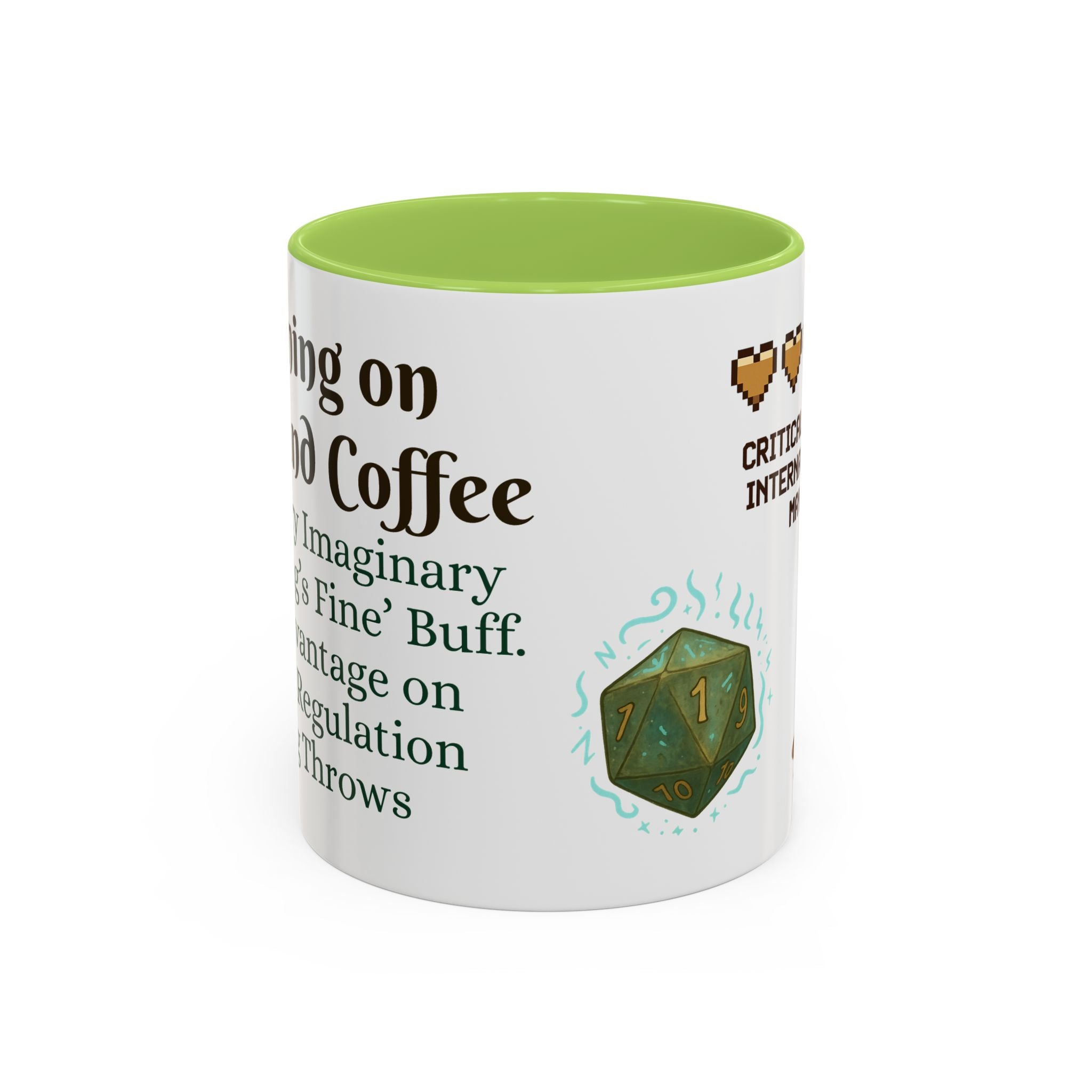 Gaming Coffee Mug – ‘Running on Vibes & Coffee’ Critical Brew Level for D&D Fans RPG