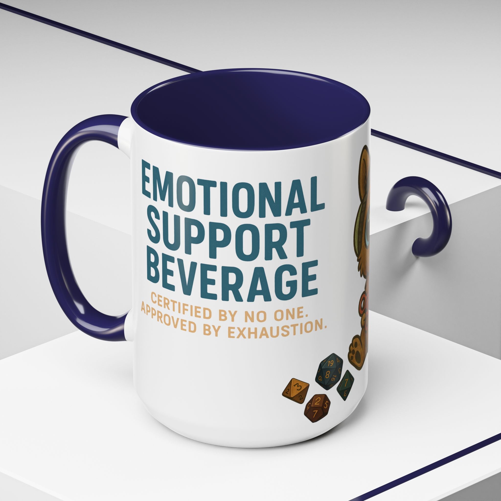 TTRPG Mug – ‘Emotional Support Beverage’ Mental Health Humor Cup for Gamers