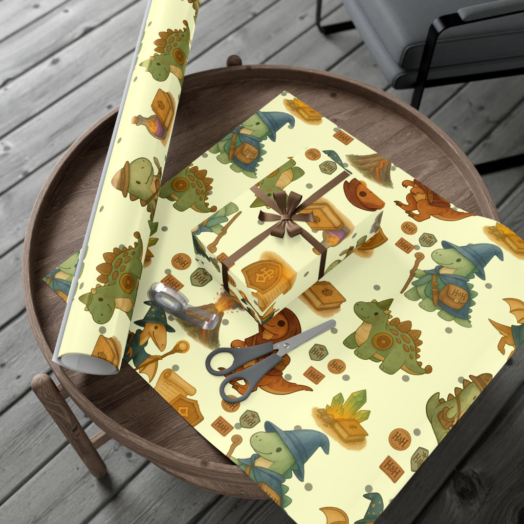 Dinosaur Gift Wrap Papers, Adventurous Holiday Gift RPG wrapping paper