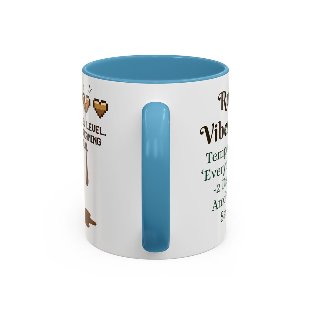 Gaming Coffee Mug – ‘Running on Vibes & Coffee’ Critical Brew Level for D&D Fans RPG