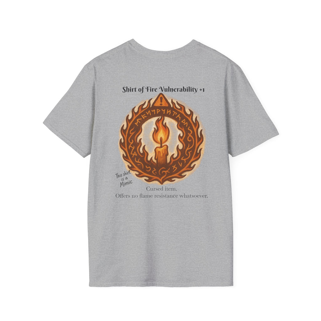 Cursed Item Shirt – ‘Shirt of Fire Vulnerability’ Fantasy Tee for RPG Gamers & Nerds