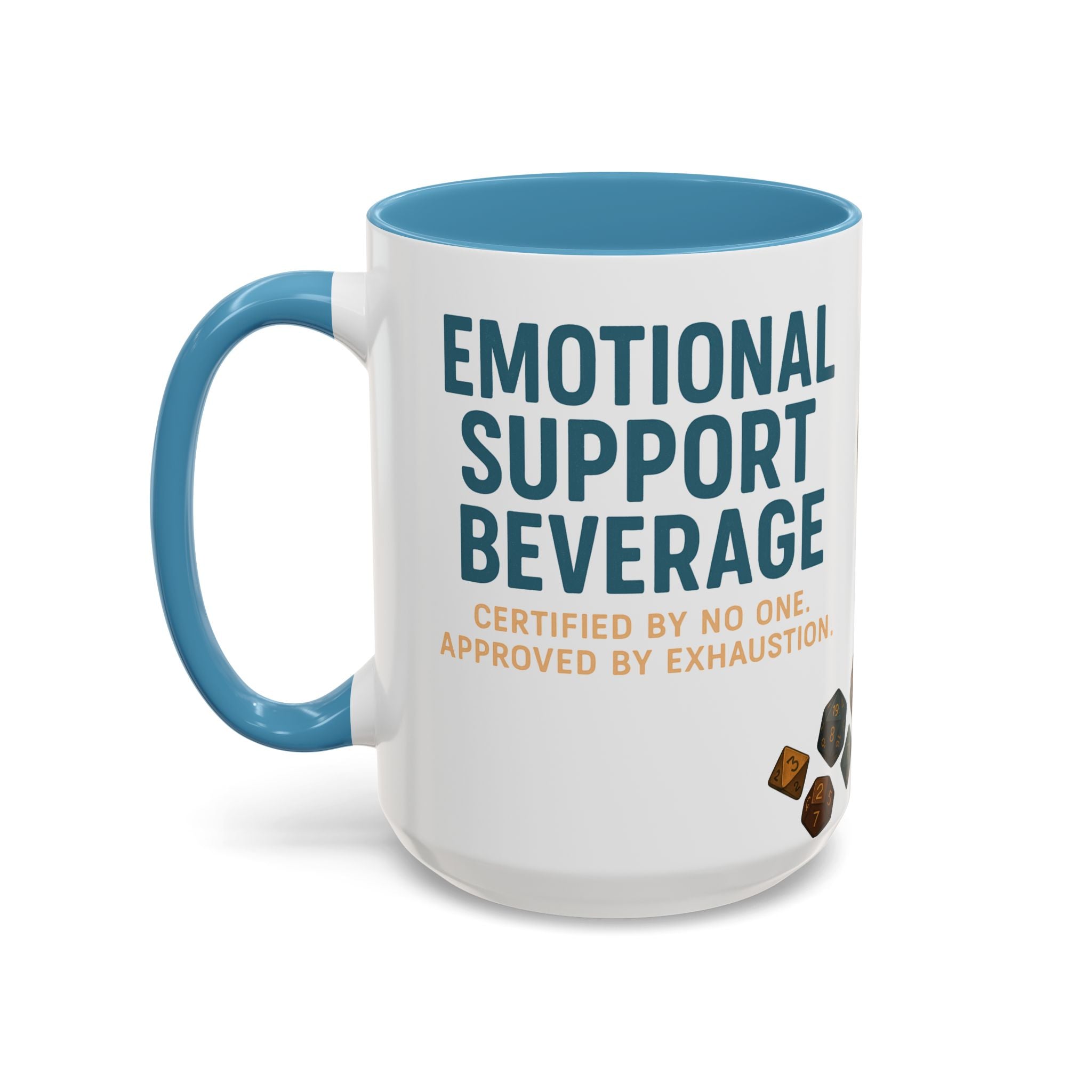 TTRPG Mug – ‘Emotional Support Beverage’ Mental Health Humor Cup for Gamers