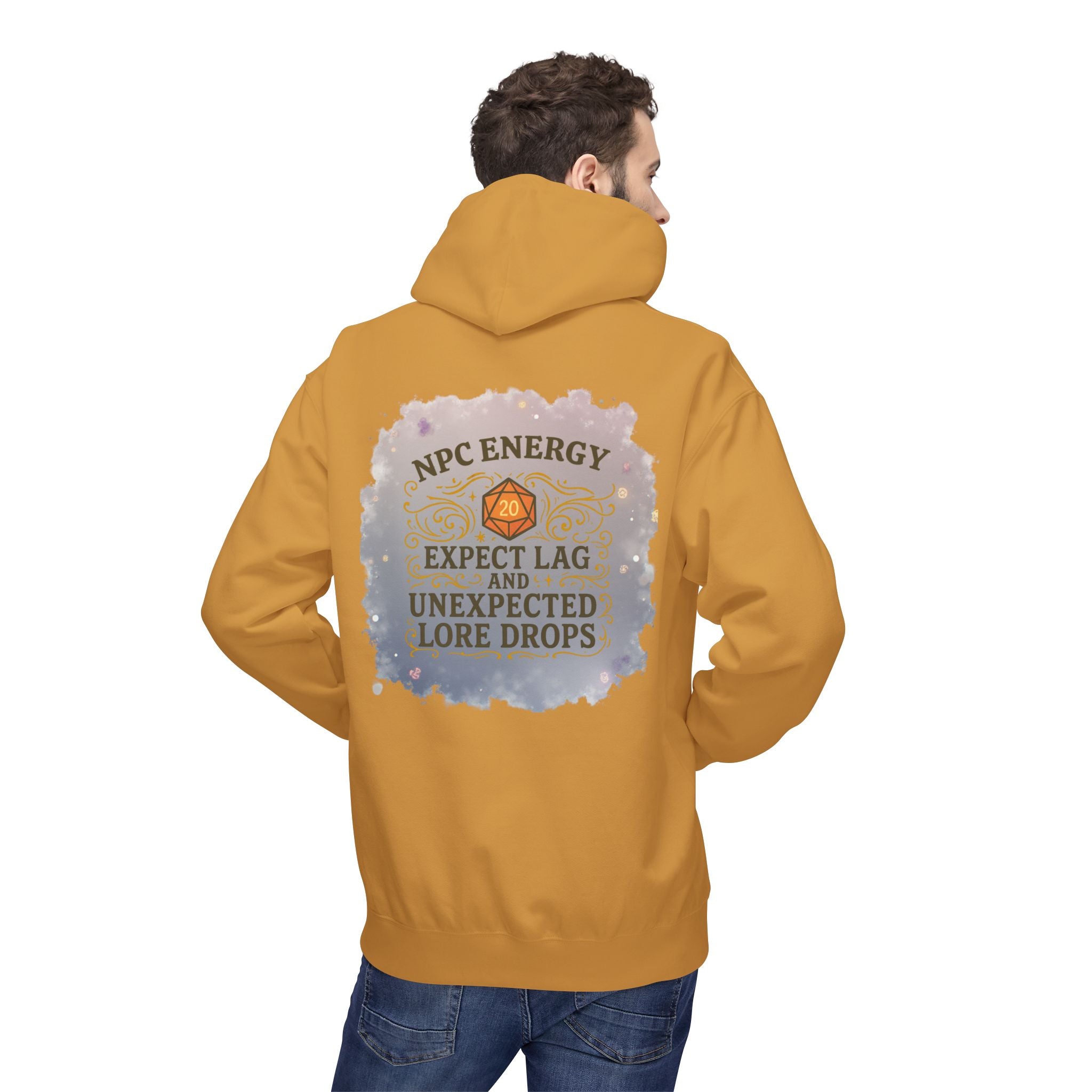 NPC Energy Hoodie – Funny Gamer Hoodie with Lore Drops & Lag Warning (RPG Style)