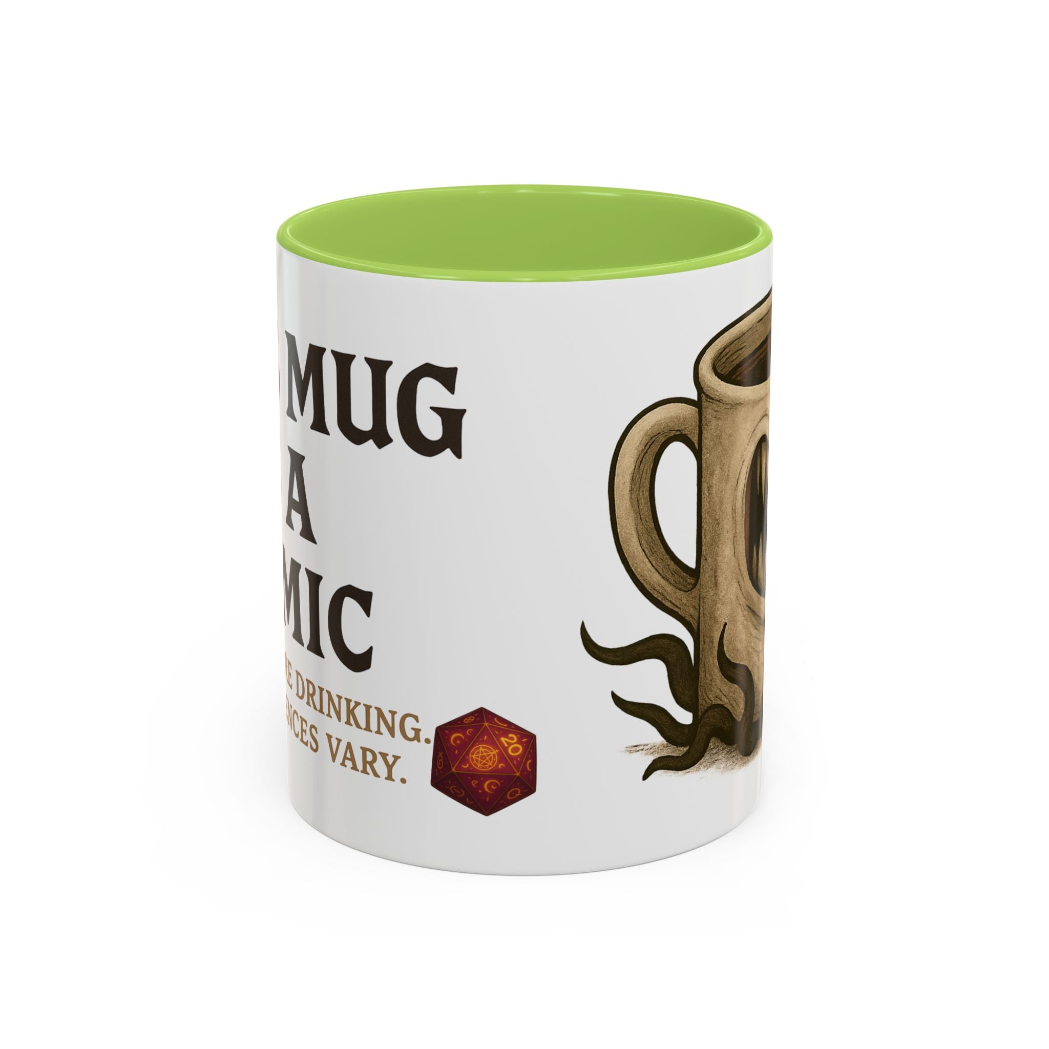 Funny RPG Mug – ‘This Mug Is a Mimic’ Coffee Cup for D&D Fans & Dungeon Crawlers