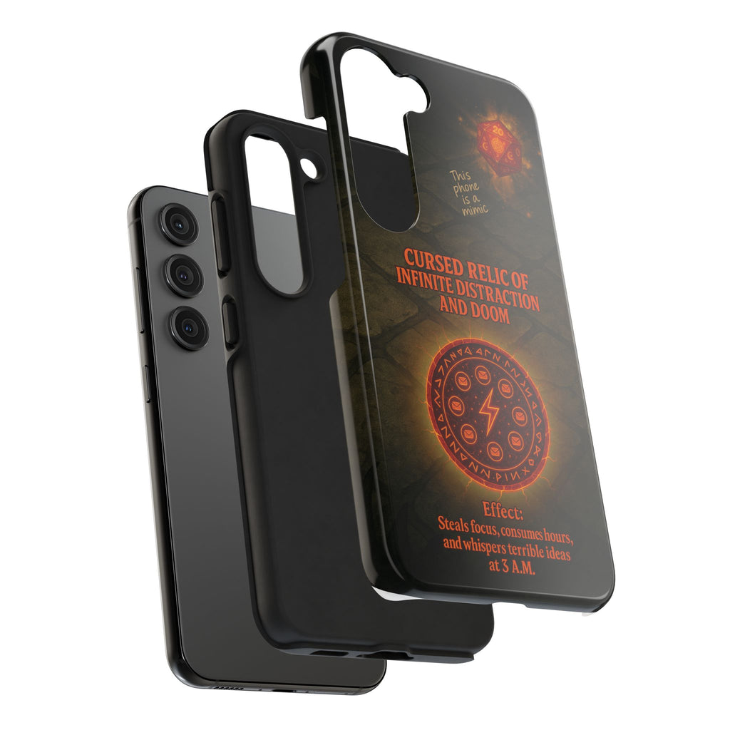 Cursed Relic Phone Case – 'Infinite Distraction & Doom' Protective RPG-Inspired Cover