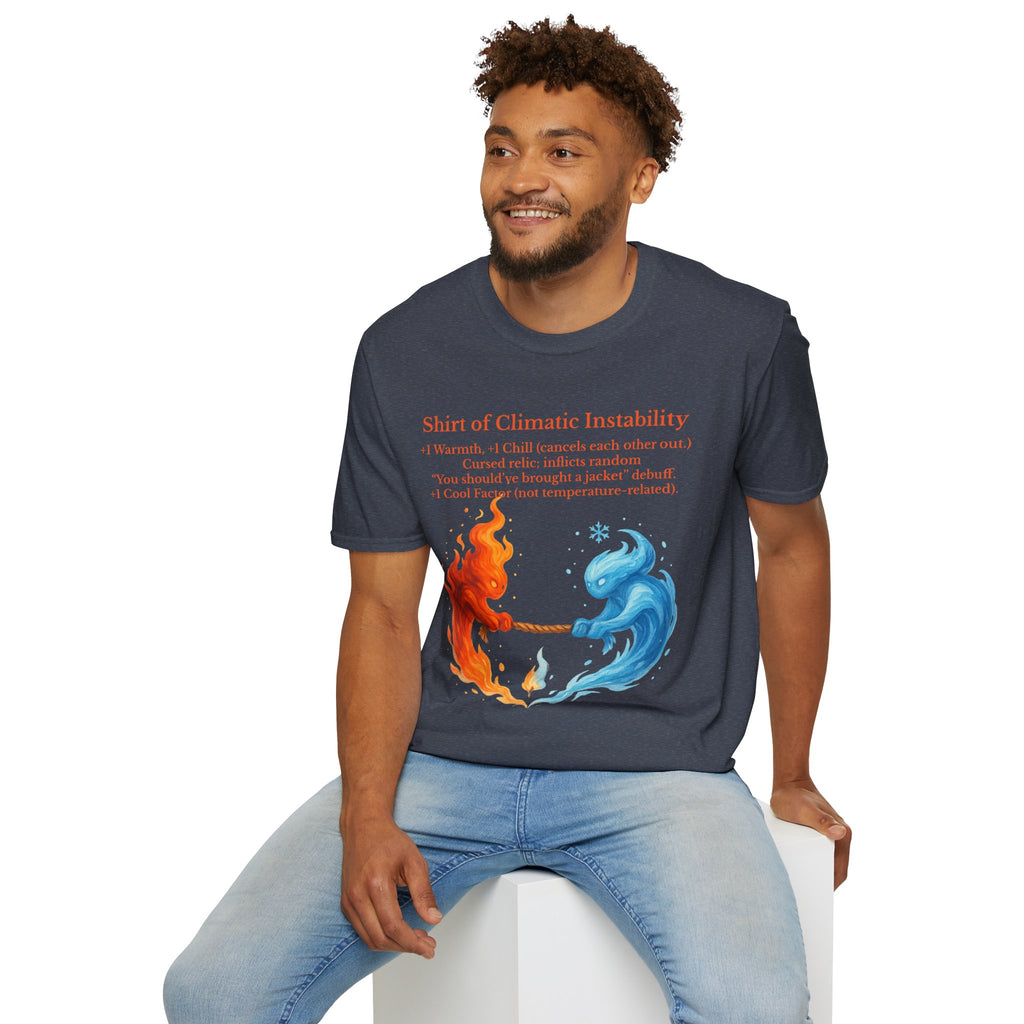 Funny RPG Shirt – ‘Shirt of Climatic Instability’ Cursed Relic Tee by Houses & Humans