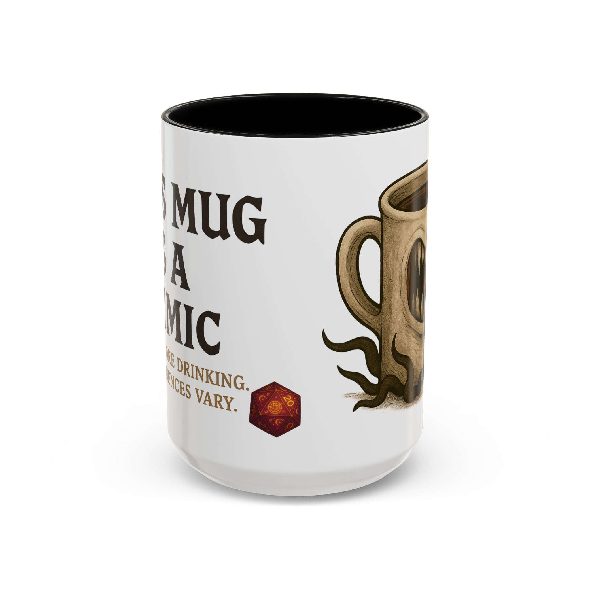 Funny RPG Mug – ‘This Mug Is a Mimic’ Coffee Cup for D&D Fans & Dungeon Crawlers