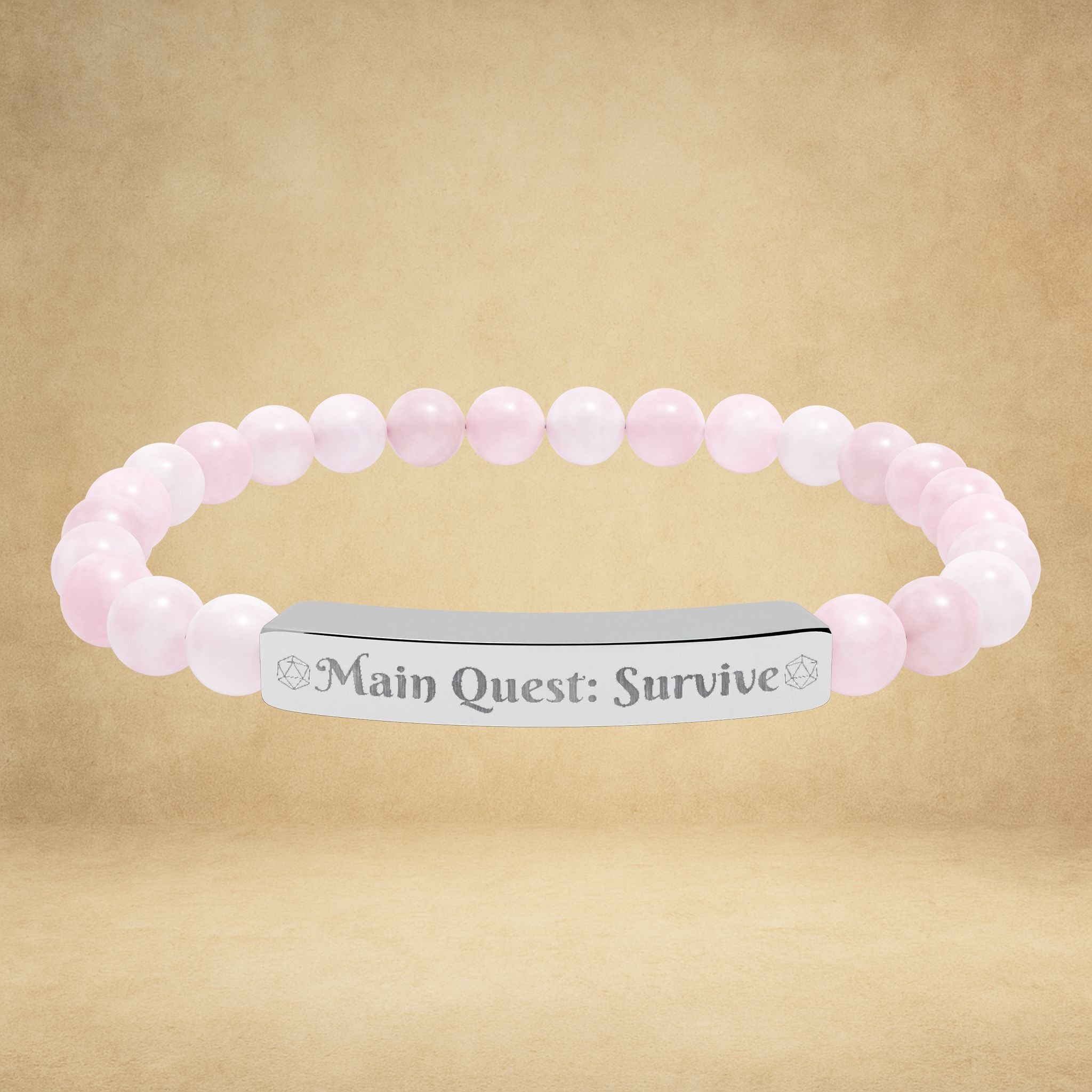Main Quest: Survive - Engraved Natural Stone Stretch Bracelet
