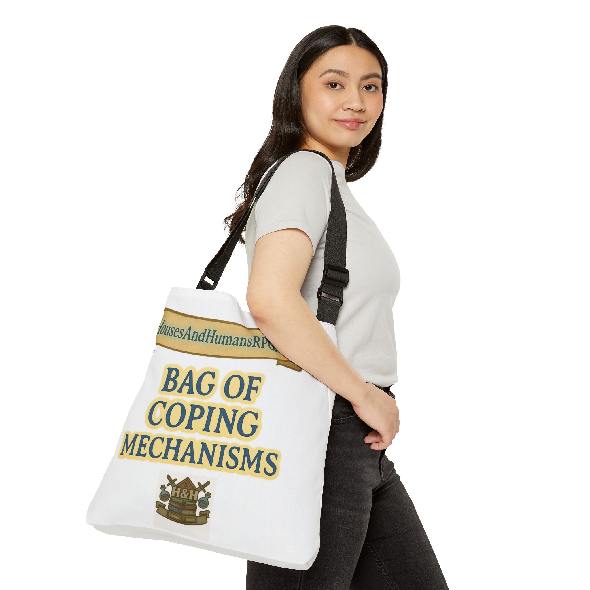 Tote Bag of Coping Mechanisms – Funny Mental Health RPG Bag | Houses & Humans Collection
