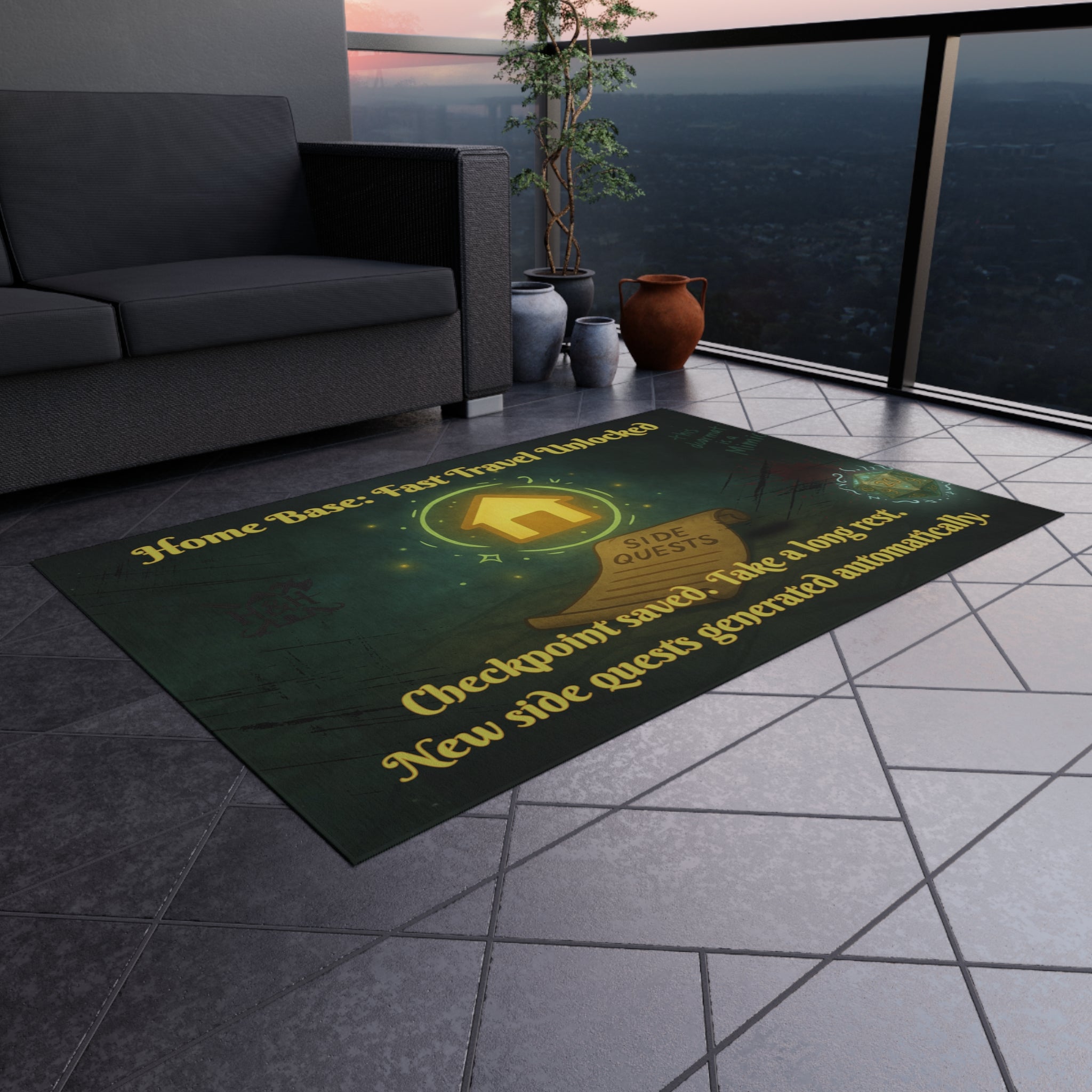 Gamer Doormat – 'Fast Travel Unlocked' Rug for RPG Home Base or Nerdy Entryways