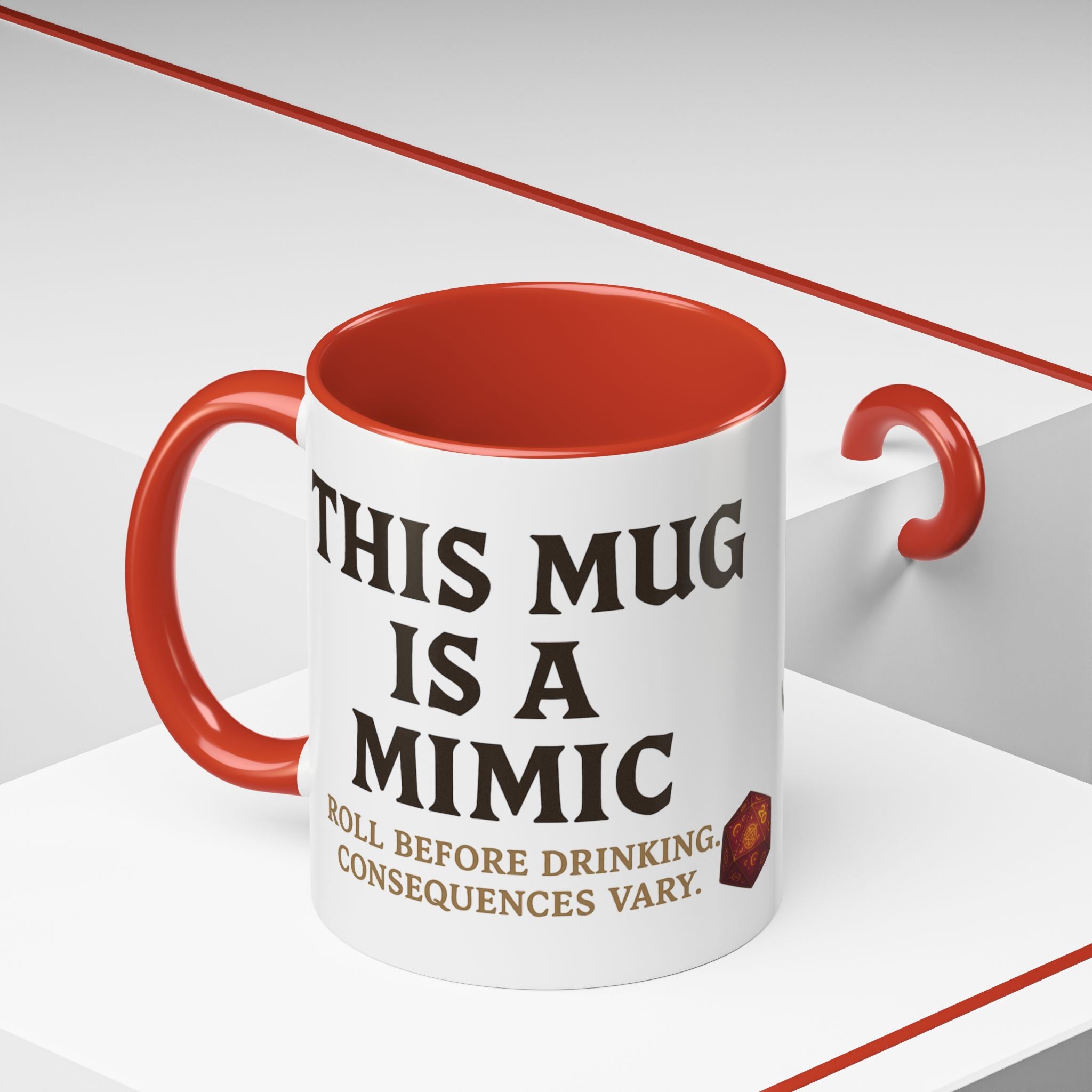 Funny RPG Mug – ‘This Mug Is a Mimic’ Coffee Cup for D&D Fans & Dungeon Crawlers