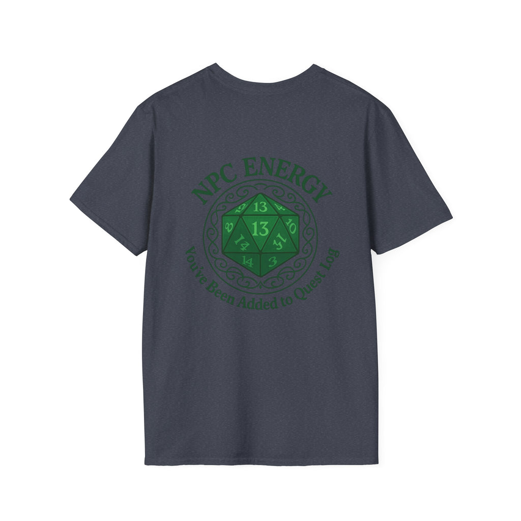NPC Energy T-Shirt – D&D Gamer Tee: 'You've Been Added to Quest Log' (D20 Shirt)