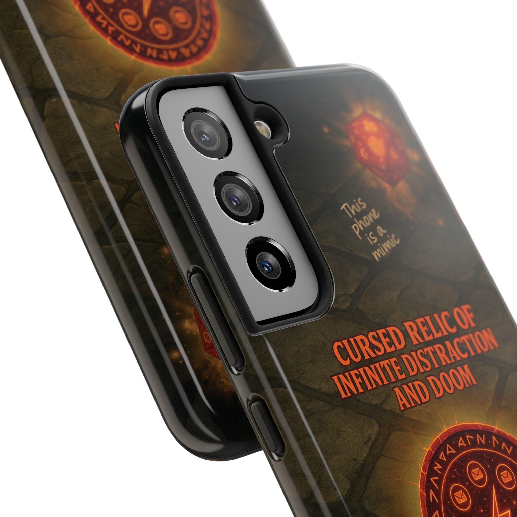 Cursed Relic Phone Case – 'Infinite Distraction & Doom' Protective RPG-Inspired Cover