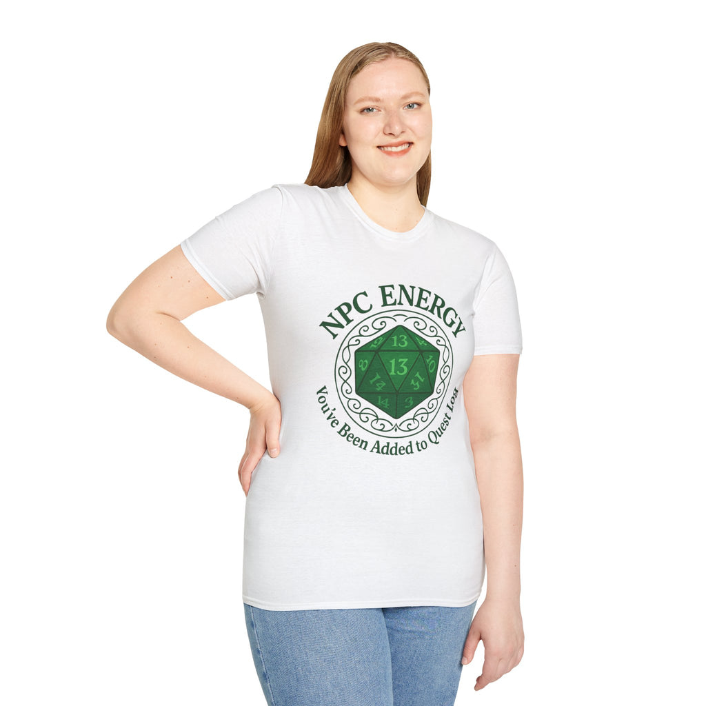 NPC Energy T-Shirt – D&D Gamer Tee: 'You've Been Added to Quest Log' (D20 Shirt)