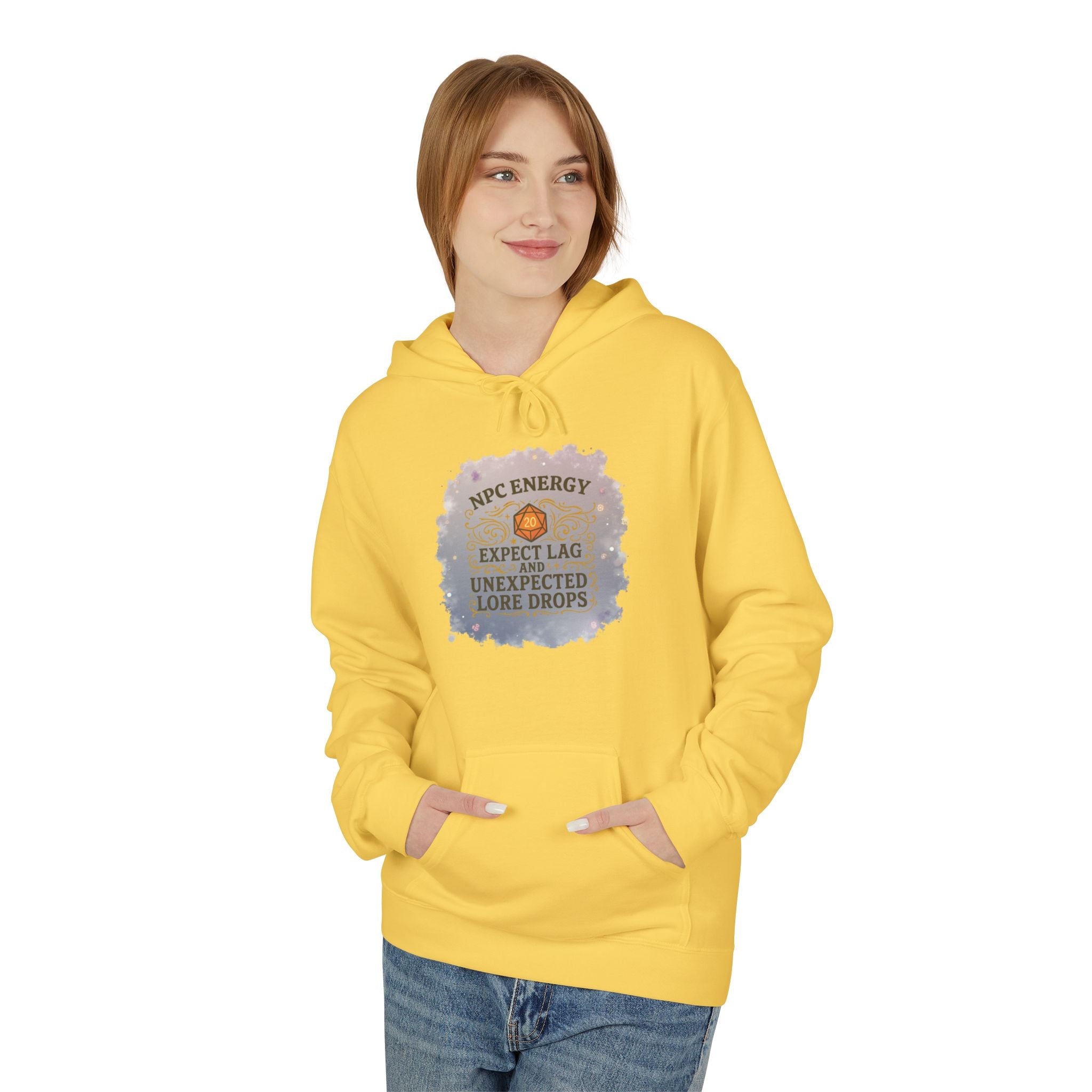 NPC Energy Hoodie – Funny Gamer Hoodie with Lore Drops & Lag Warning (RPG Style)