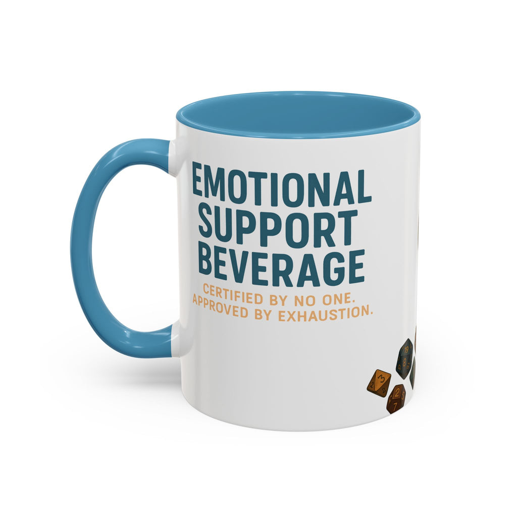 TTRPG Mug – ‘Emotional Support Beverage’ Mental Health Humor Cup for Gamers