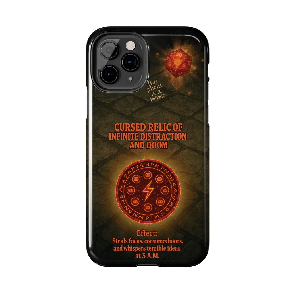 Cursed Relic Phone Case – 'Infinite Distraction & Doom' Protective RPG-Inspired Cover