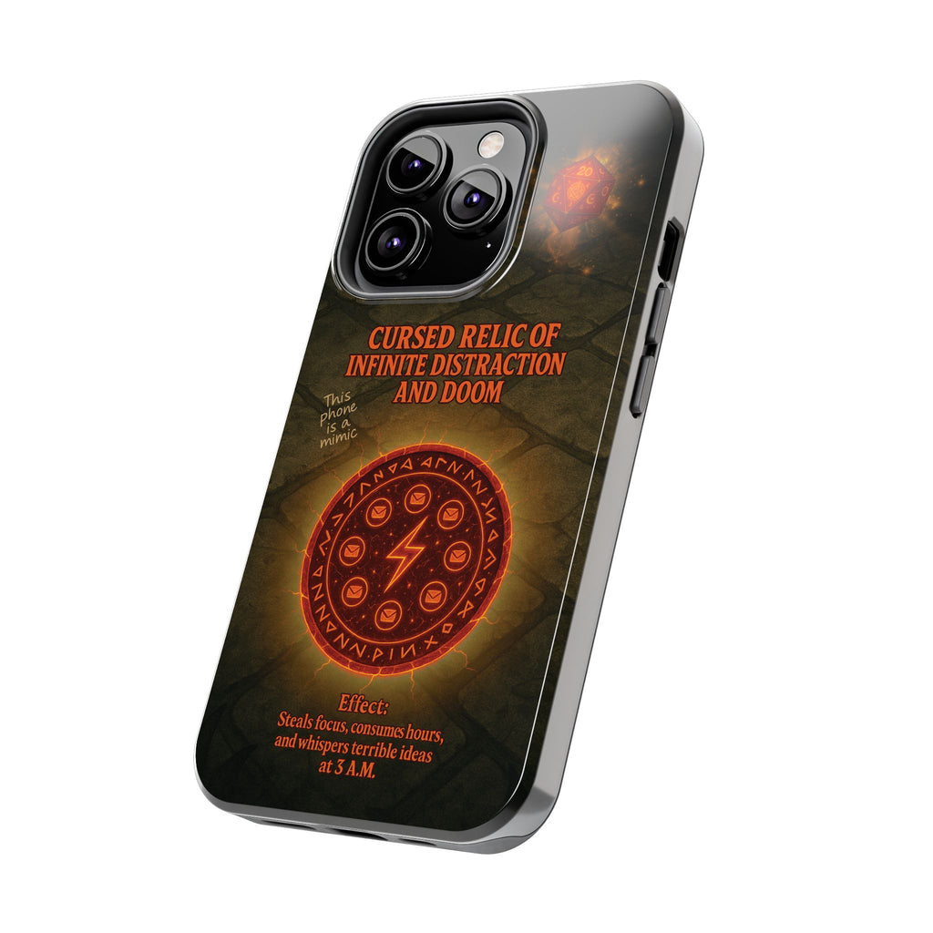 Cursed Relic Phone Case – 'Infinite Distraction & Doom' Protective RPG-Inspired Cover