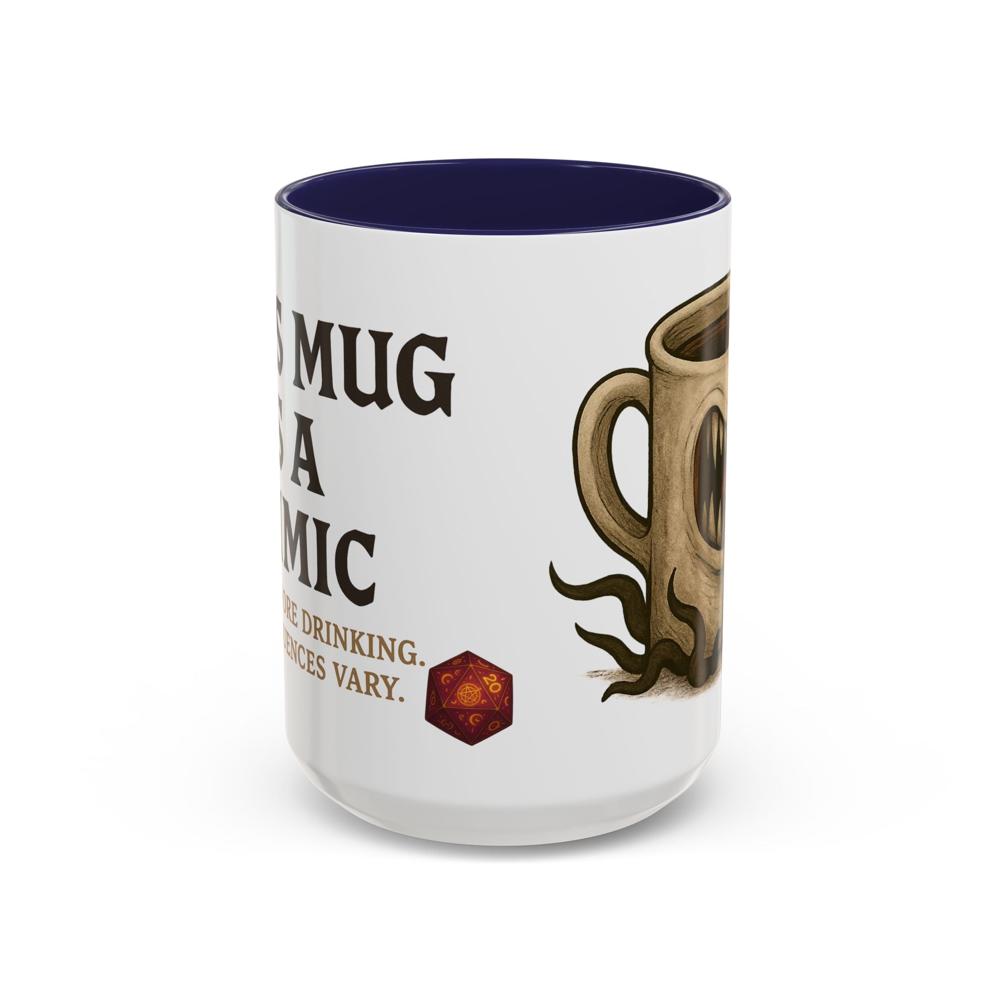 Funny RPG Mug – ‘This Mug Is a Mimic’ Coffee Cup for D&D Fans & Dungeon Crawlers
