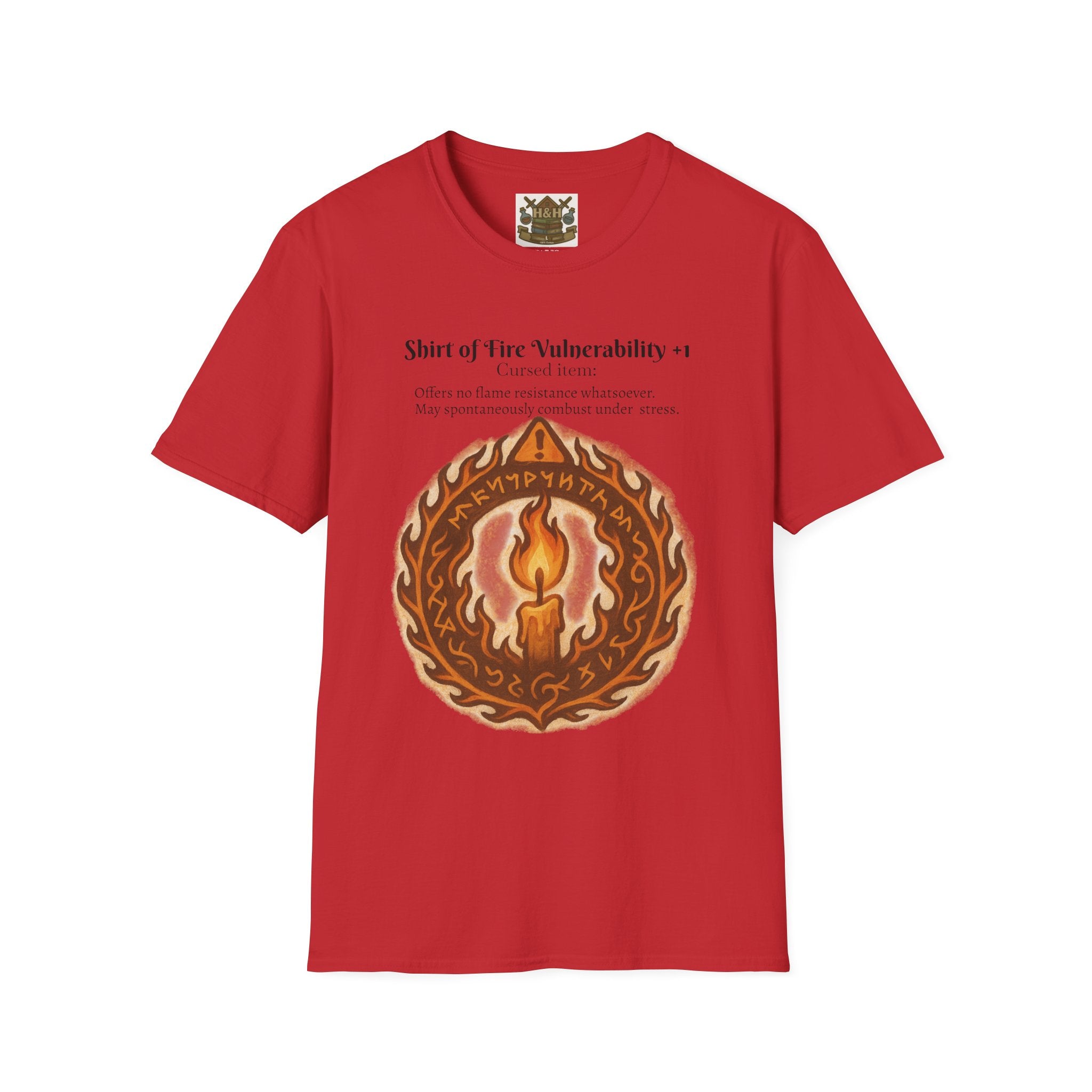Cursed Item Shirt – ‘Shirt of Fire Vulnerability’ Fantasy Tee for RPG Gamers & Nerds