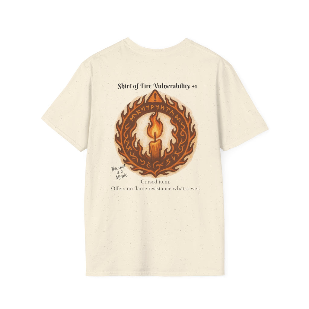 Cursed Item Shirt – ‘Shirt of Fire Vulnerability’ Fantasy Tee for RPG Gamers & Nerds