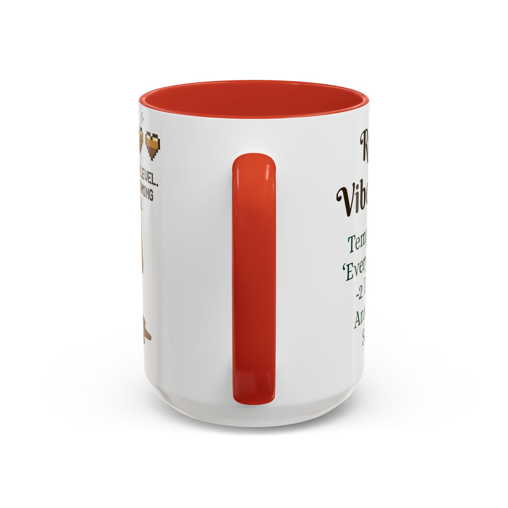 Gaming Coffee Mug – ‘Running on Vibes & Coffee’ Critical Brew Level for D&D Fans RPG