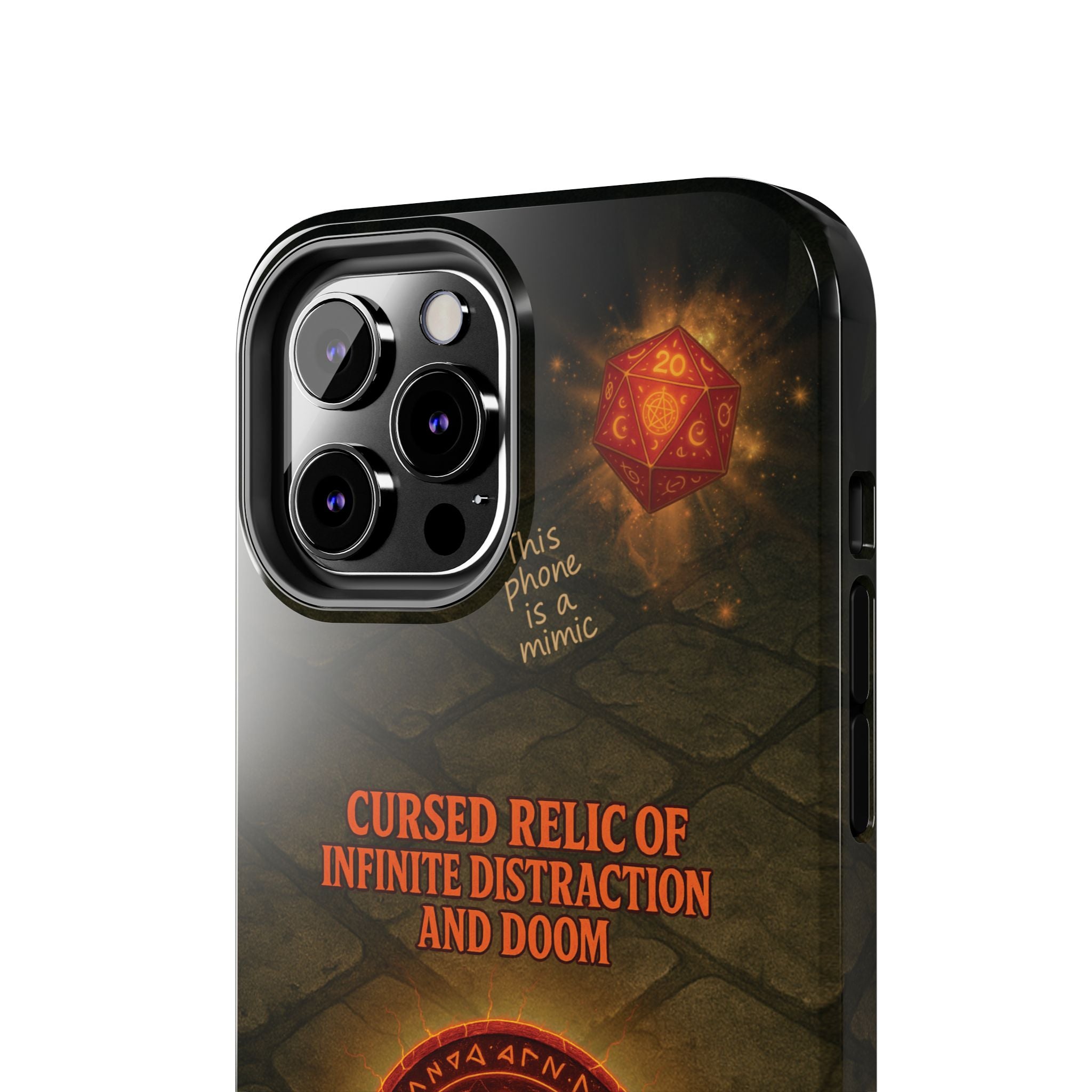 Cursed Relic Phone Case – 'Infinite Distraction & Doom' Protective RPG-Inspired Cover