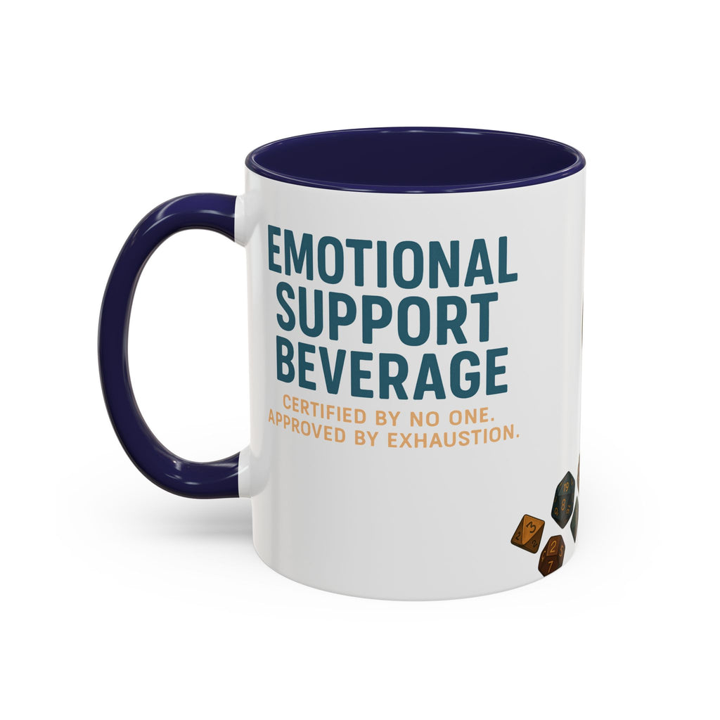TTRPG Mug – ‘Emotional Support Beverage’ Mental Health Humor Cup for Gamers
