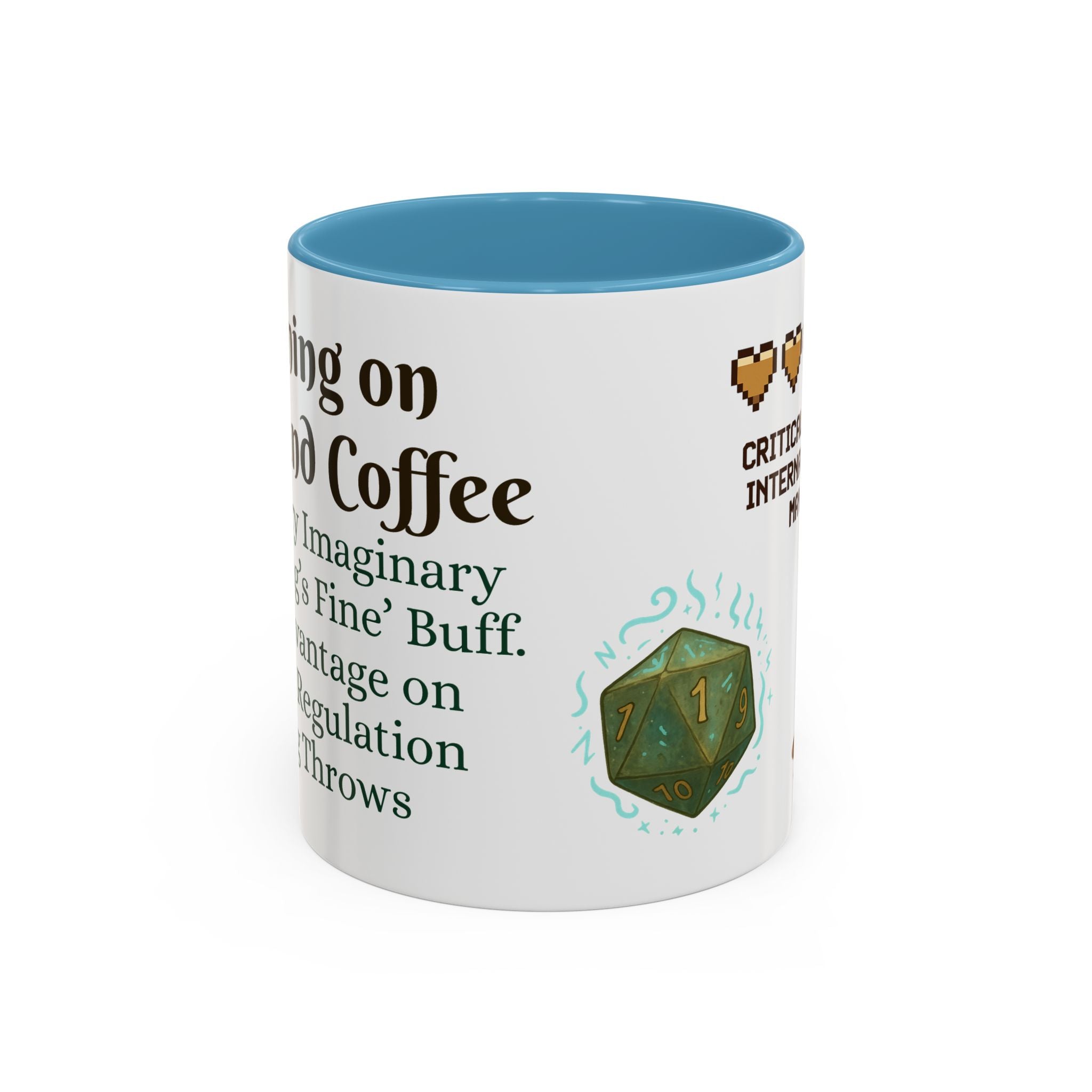 Gaming Coffee Mug – ‘Running on Vibes & Coffee’ Critical Brew Level for D&D Fans RPG