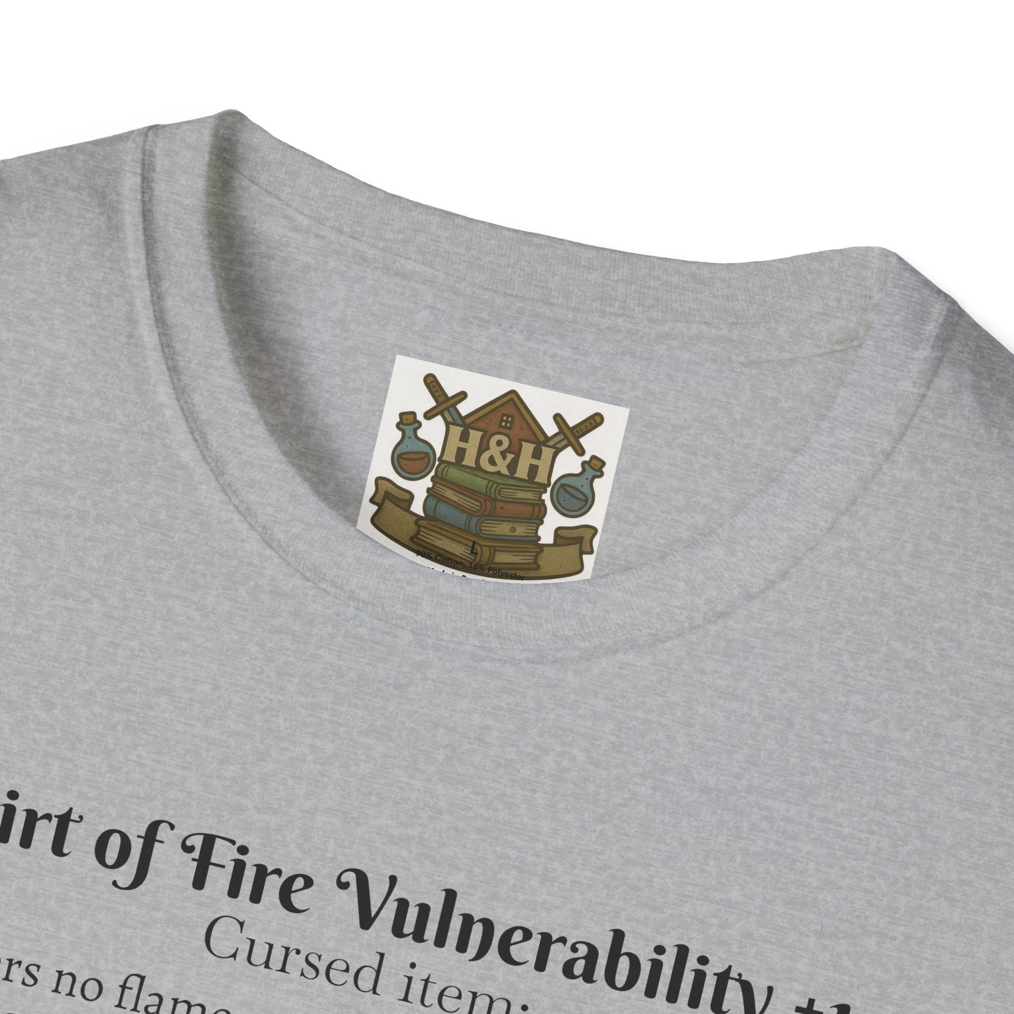 Cursed Item Shirt – ‘Shirt of Fire Vulnerability’ Fantasy Tee for RPG Gamers & Nerds
