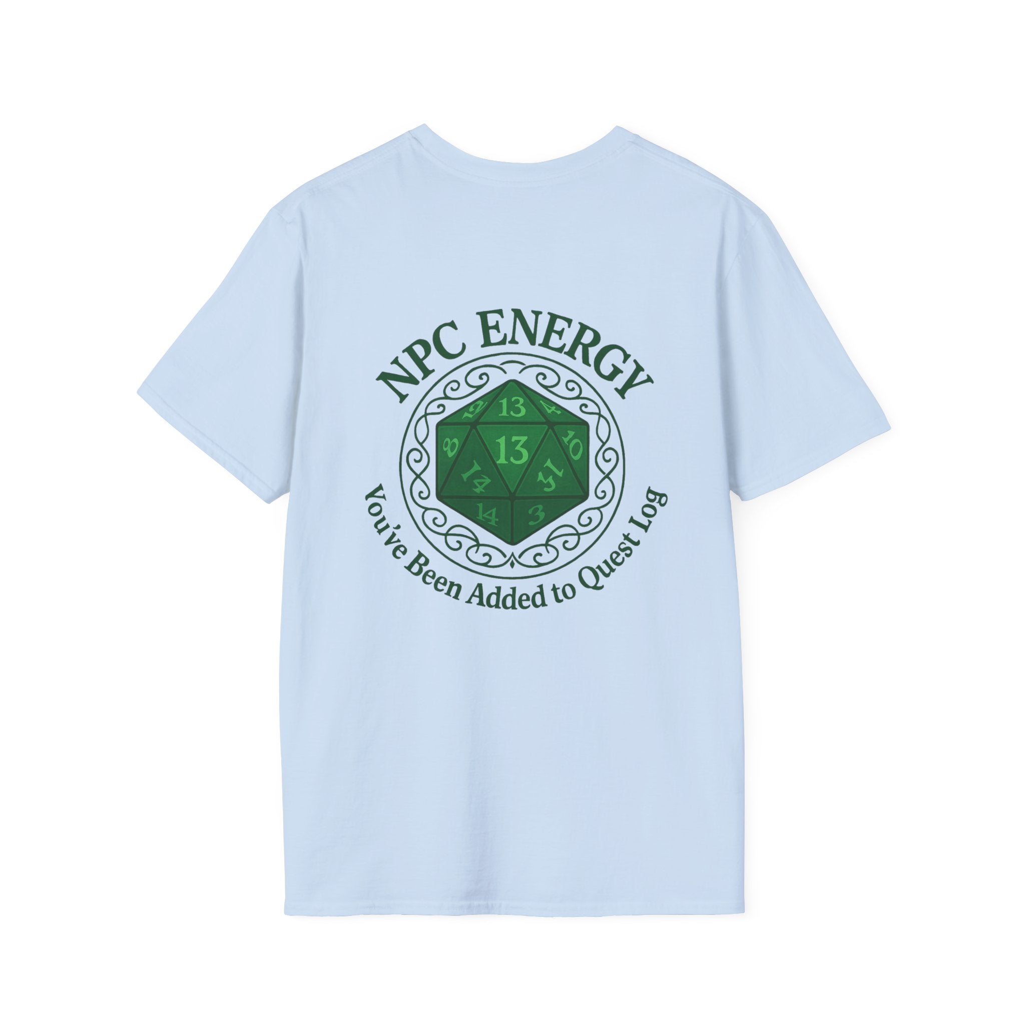 NPC Energy T-Shirt – D&D Gamer Tee: 'You've Been Added to Quest Log' (D20 Shirt)