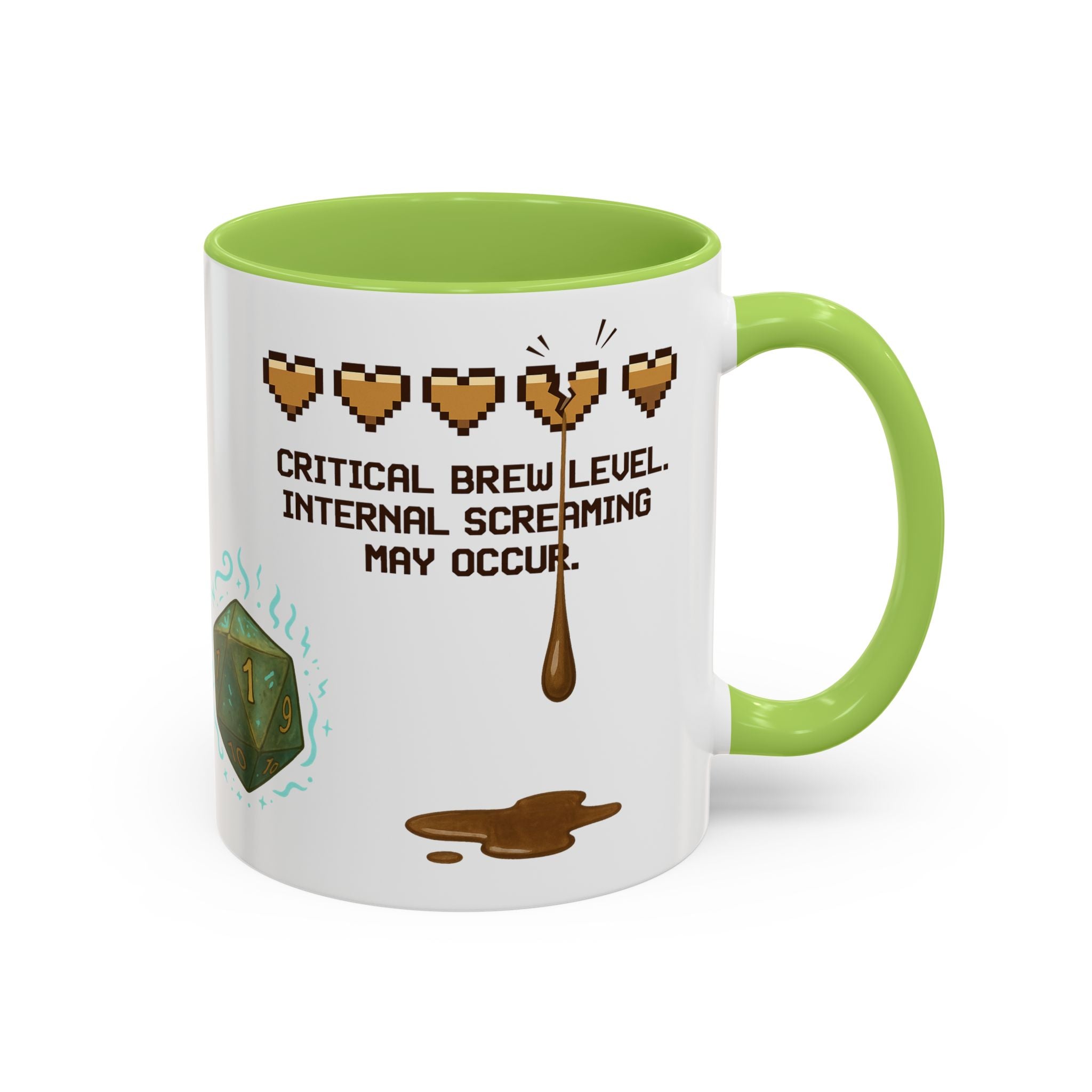 Gaming Coffee Mug – ‘Running on Vibes & Coffee’ Critical Brew Level for D&D Fans RPG