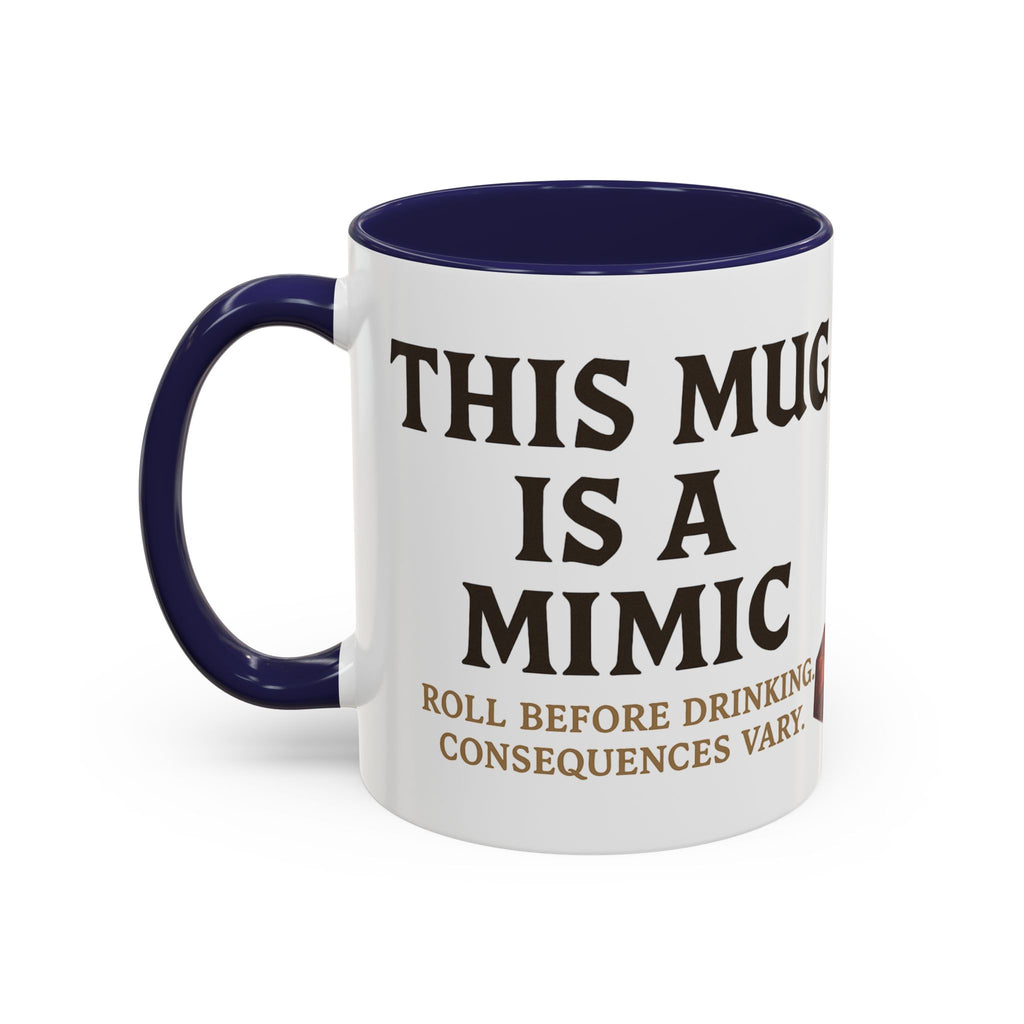 Funny RPG Mug – ‘This Mug Is a Mimic’ Coffee Cup for D&D Fans & Dungeon Crawlers