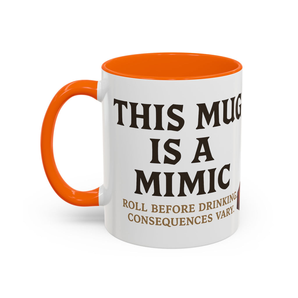 Funny RPG Mug – ‘This Mug Is a Mimic’ Coffee Cup for D&D Fans & Dungeon Crawlers