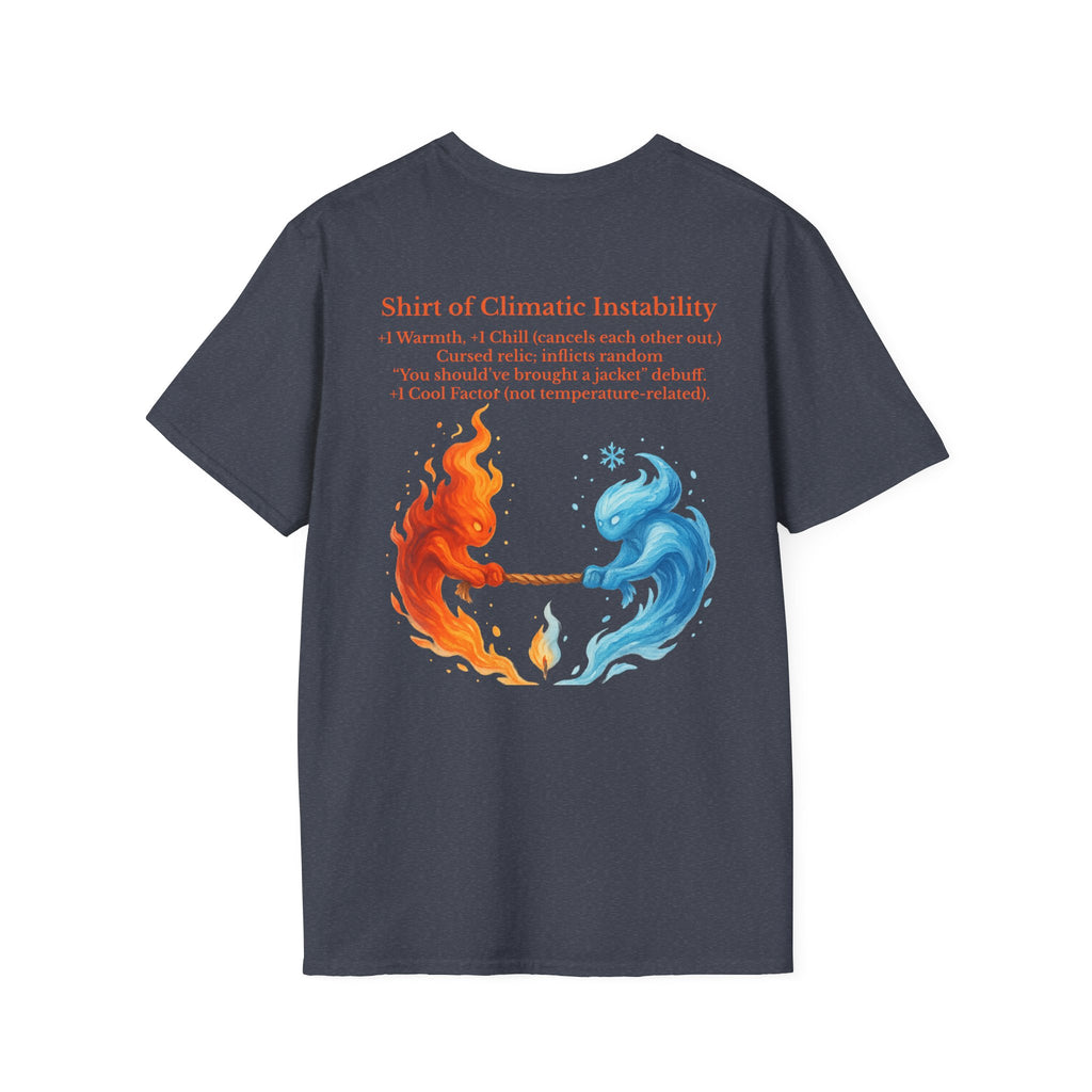 Funny RPG Shirt – ‘Shirt of Climatic Instability’ Cursed Relic Tee by Houses & Humans