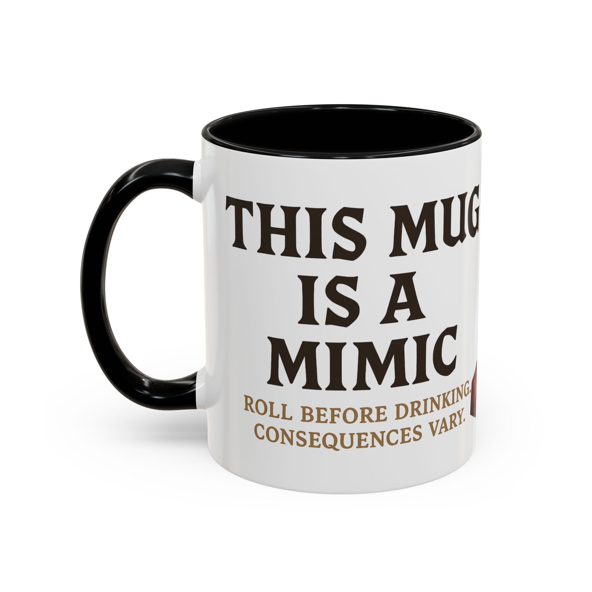 Funny RPG Mug – ‘This Mug Is a Mimic’ Coffee Cup for D&D Fans & Dungeon Crawlers