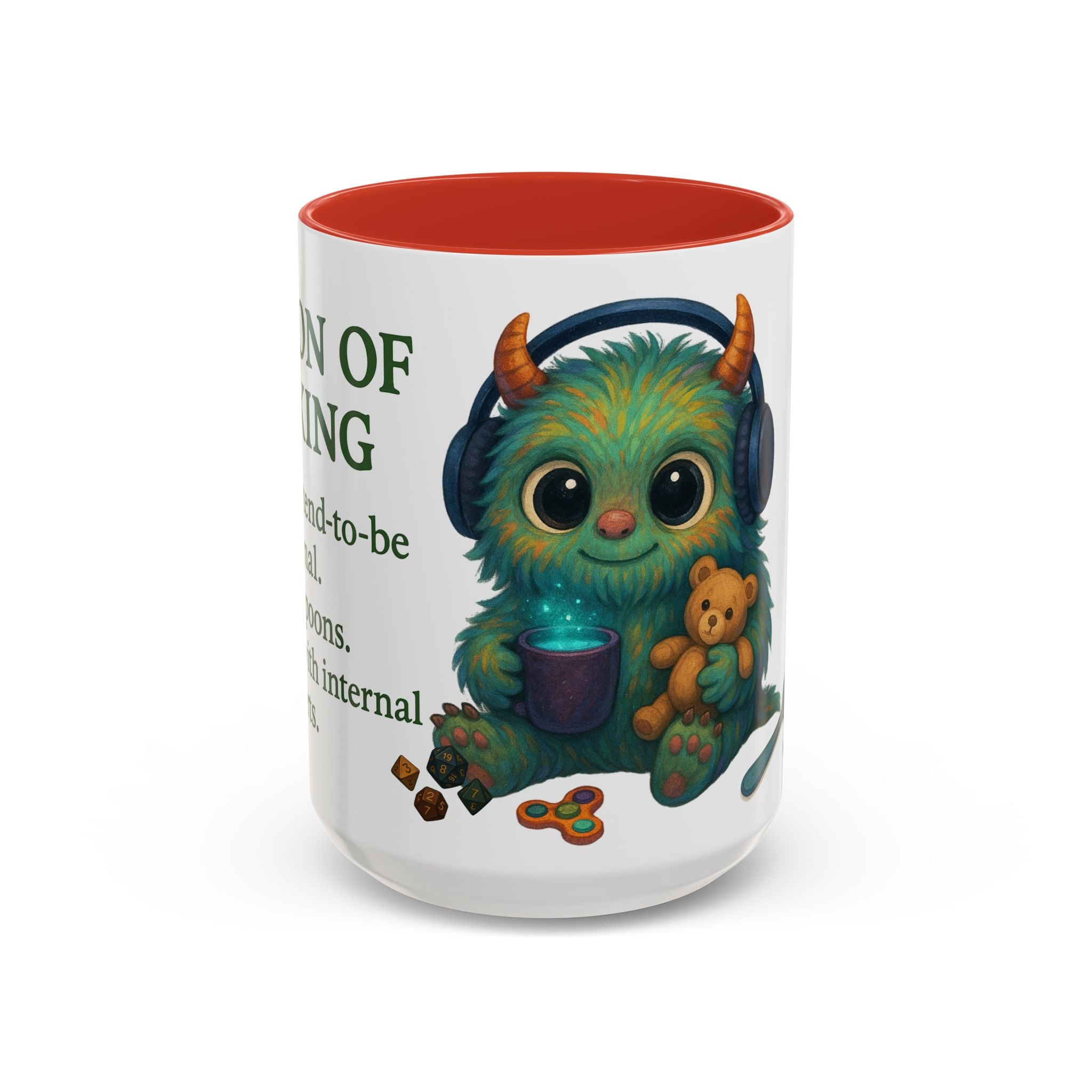 Neurodivergent Mug – 'Potion of Masking' Coffee Cup with Cute Autism Monster Art