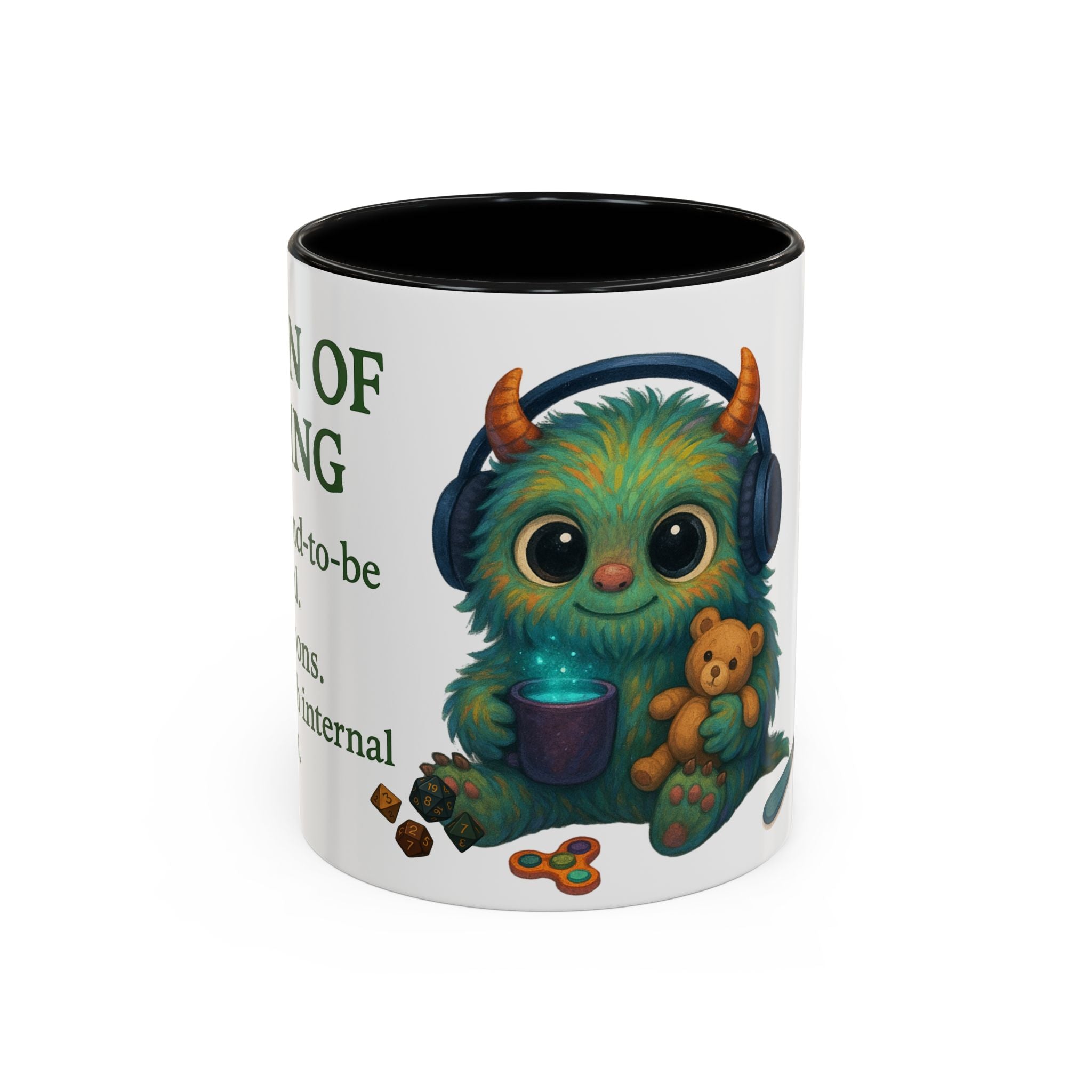 Neurodivergent Mug – 'Potion of Masking' Coffee Cup with Cute Autism Monster Art
