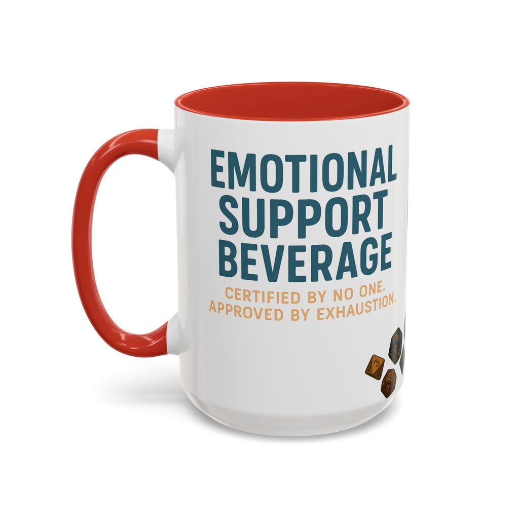 TTRPG Mug – ‘Emotional Support Beverage’ Mental Health Humor Cup for Gamers