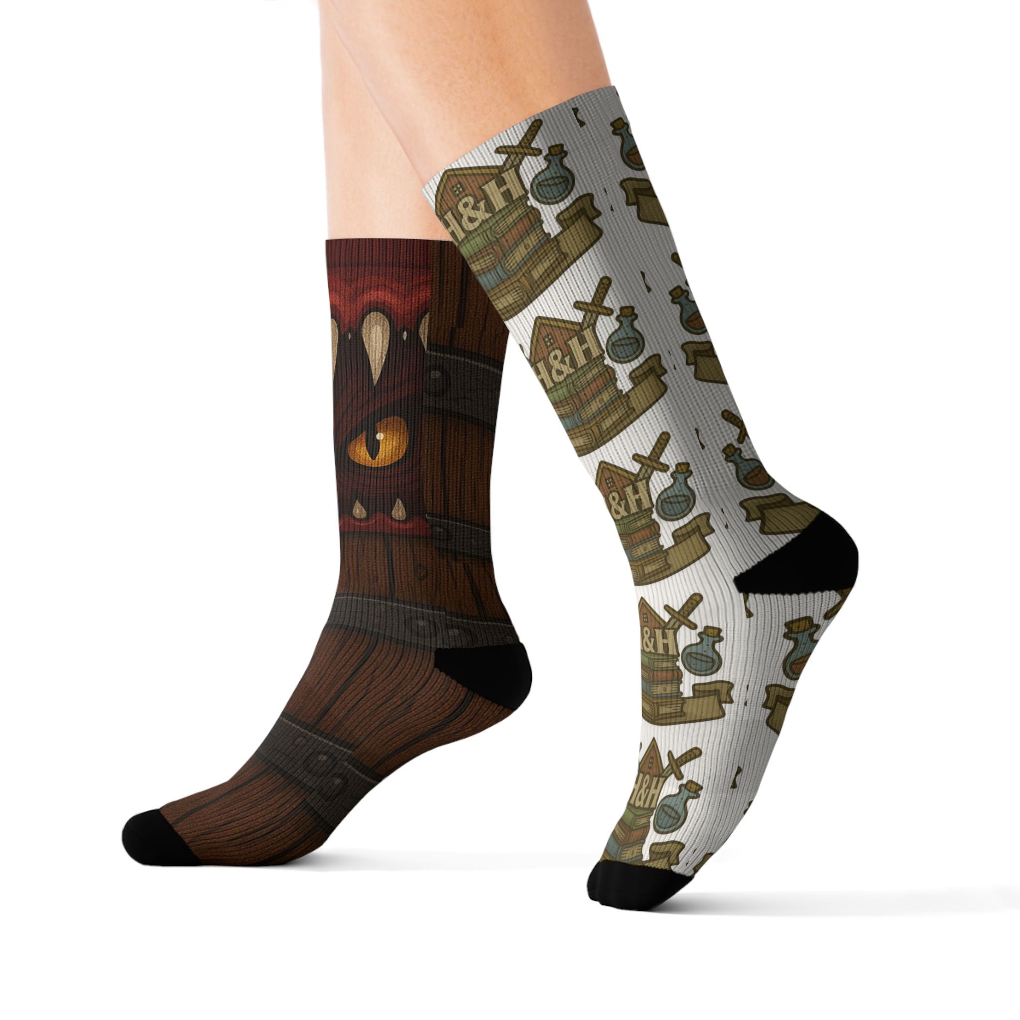 D&D Gift – ‘This Sock Is a Mimic’ Funny RPG Socks for Dungeon Crawlers & Gamers